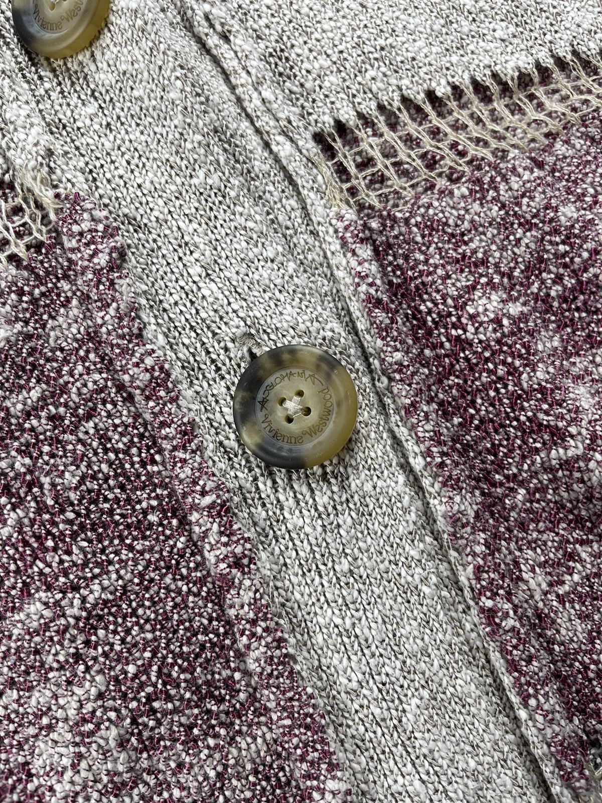 Vivienne Westwood Vivienne Westwood Chunky Knit Long Cardigan Beige Burgundy Size ONE SIZE - 10 Thumbnail