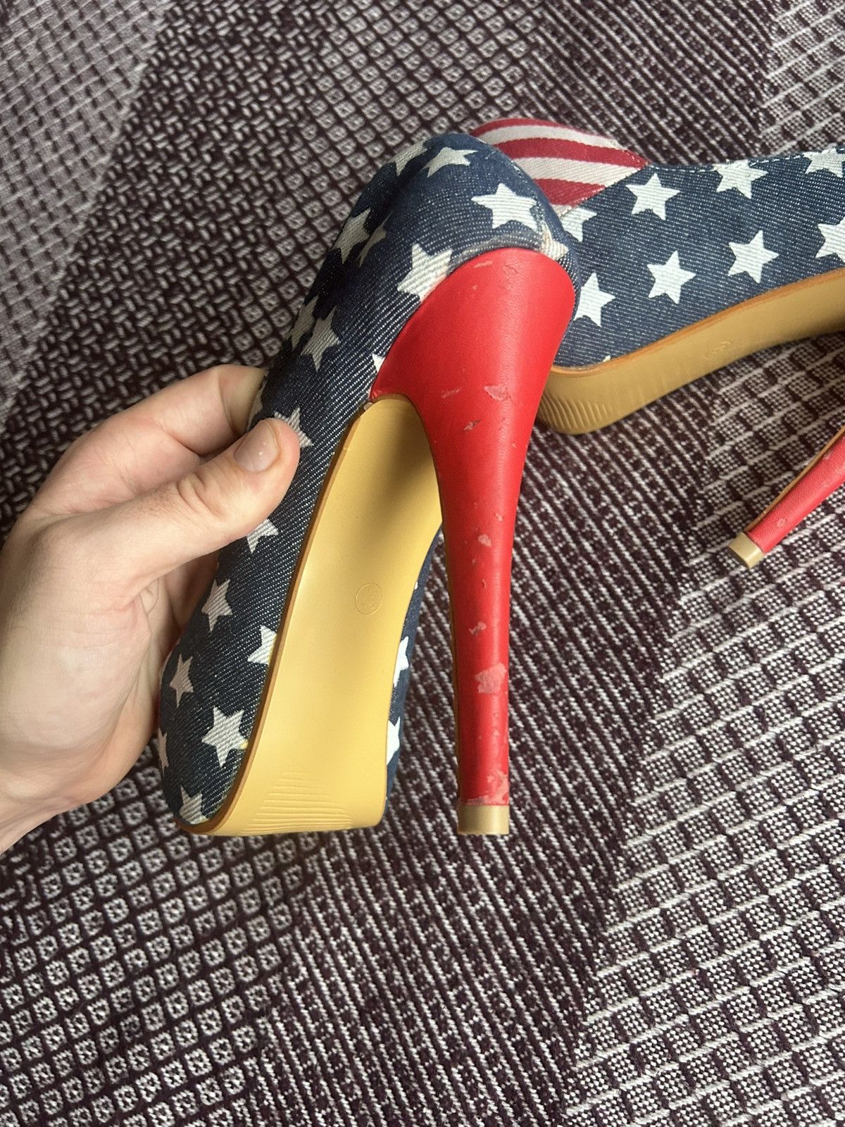 Vintage Vintage Women Heels American Flag Y2K Style Crazy Item Sz 37 Size US 6.5 / IT 36.5 - 10 Thumbnail
