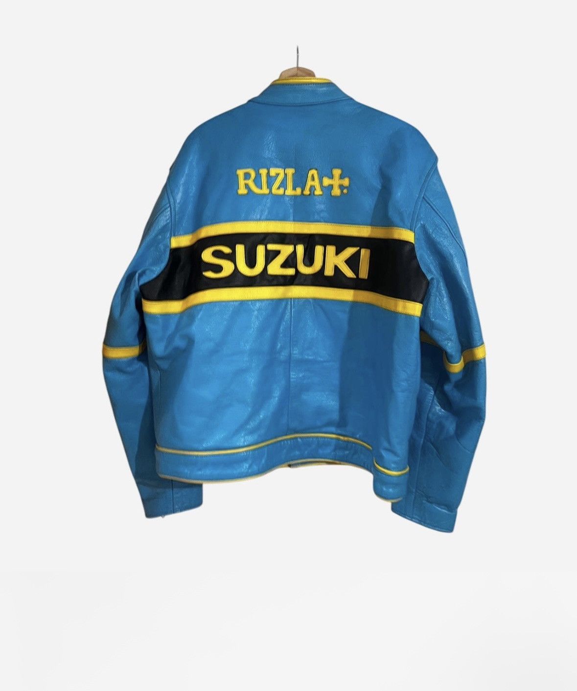 Vintage Blue Suzuki Leather Racking Jacket Size US XL / EU 56 / 4 - 2 Thumbnail