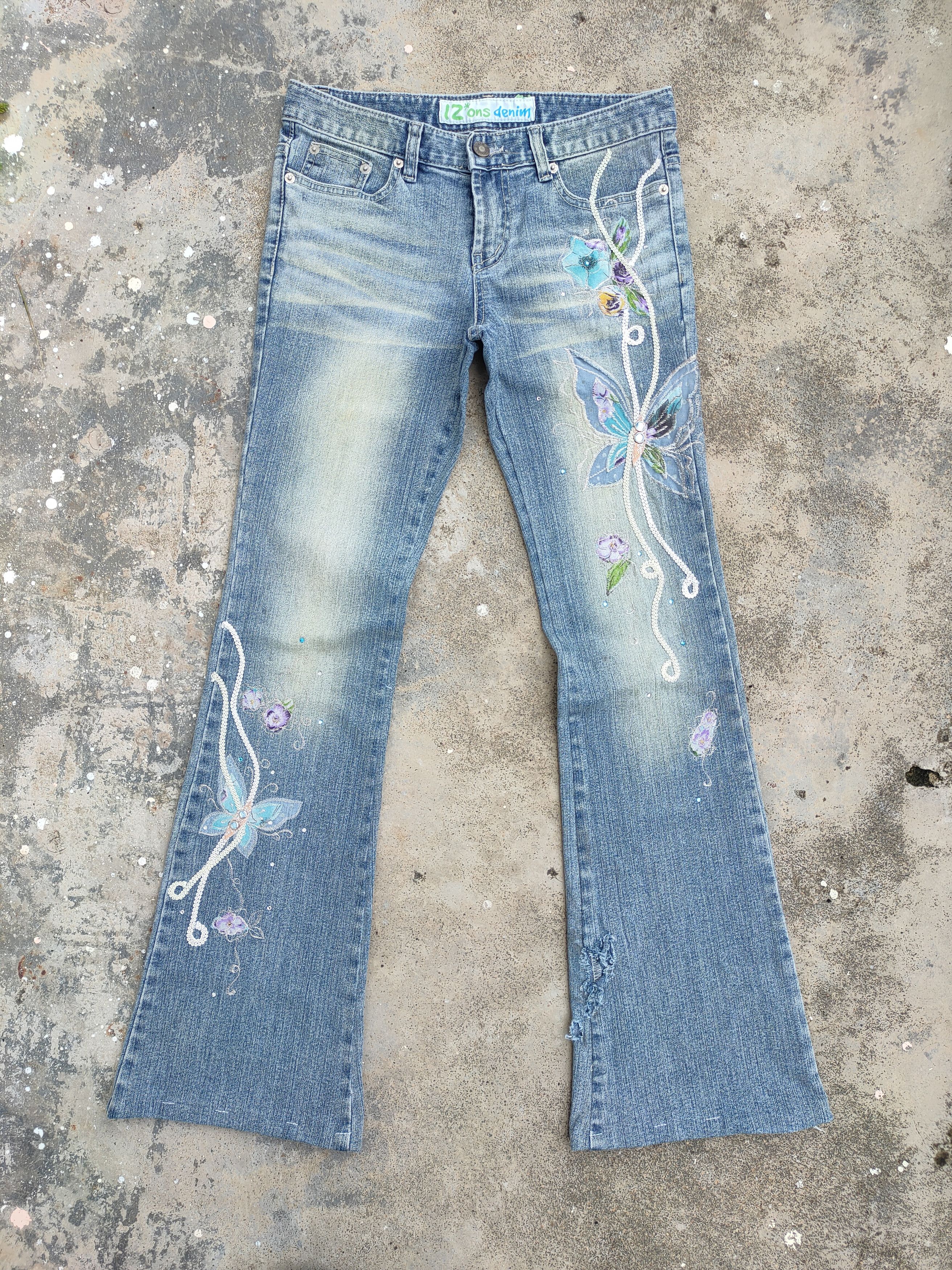 Japanese Brand JAPANESE FLARE BOOTCUT FLOWER FADED JEANS DENIM PANTS Size US 28 / EU 44 - 1 Thumbnail