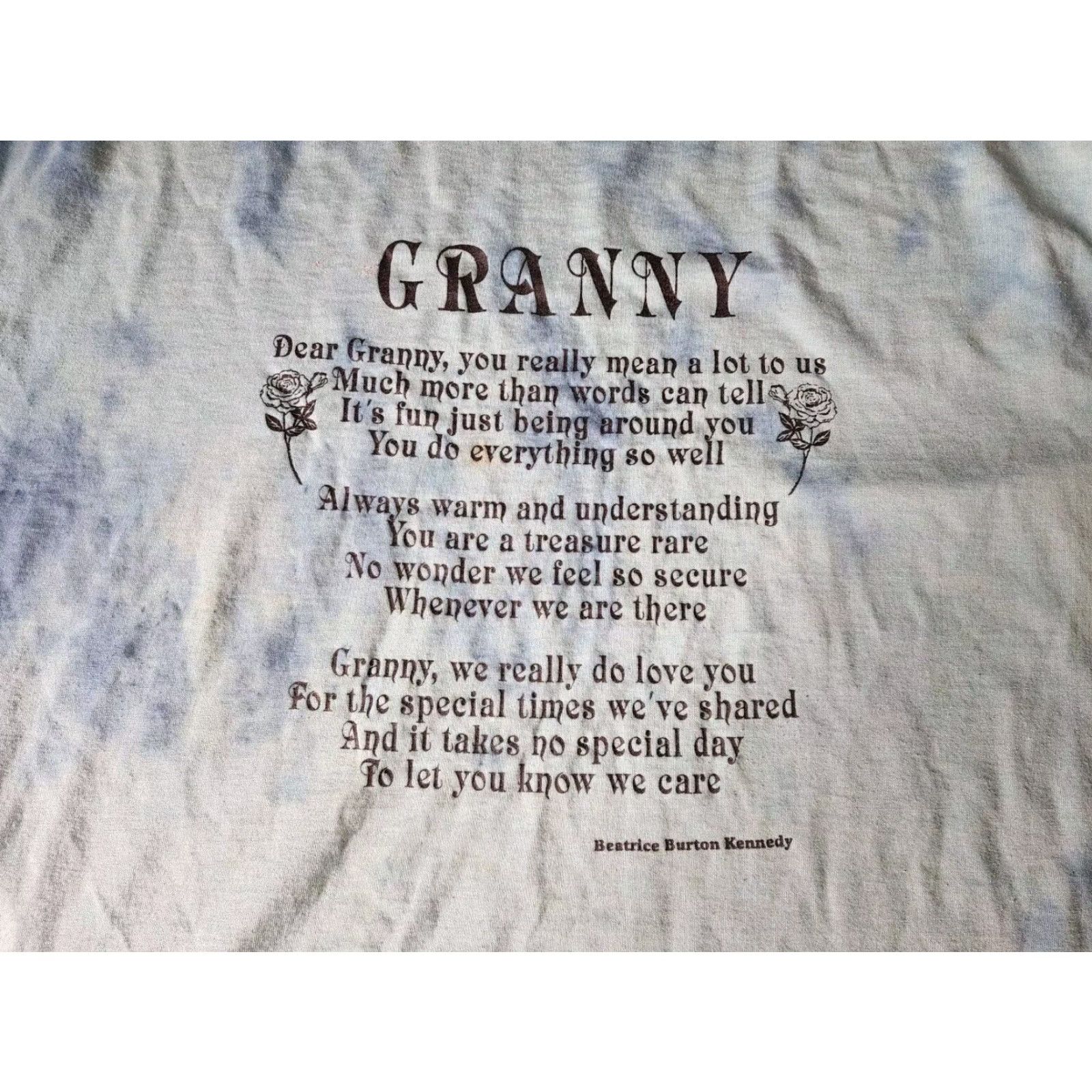 Jerzees VINTAGE T-Shirt Granny Poem Tie Dye Floral Distressed Mother's Day Grandma Adult XL Blue Jerzees Short Sleeve Crew Neck 80s 90s Womens Size L / US 10 / IT 46 - 2 Thumbnail