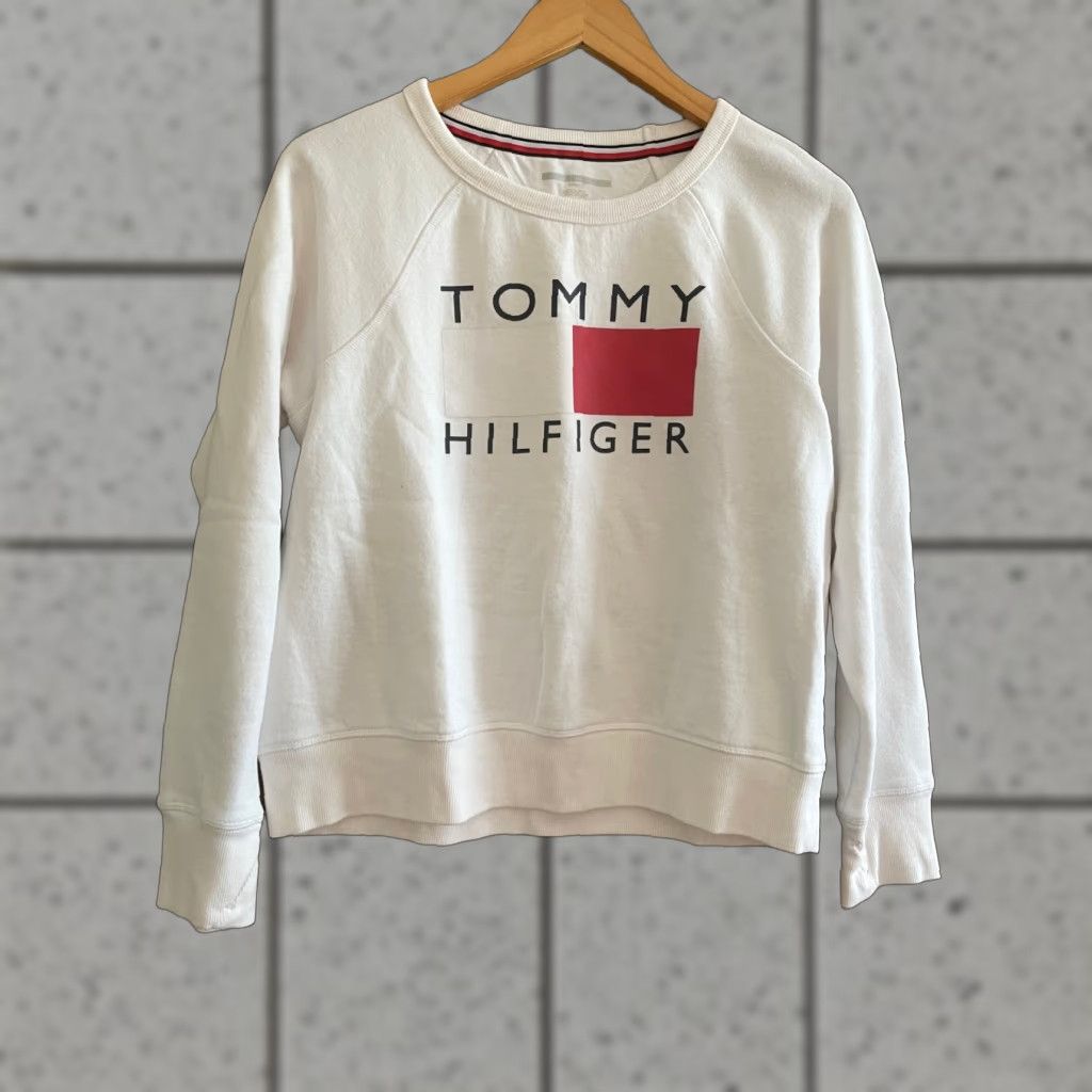 Tommy Hilfiger Tommy Hilfiger Sport Sweatshirt Color Block White Red Navy S/P Womens Regular Crew Neck Pullover Size S / US 4 / IT 40 - 1 Thumbnail