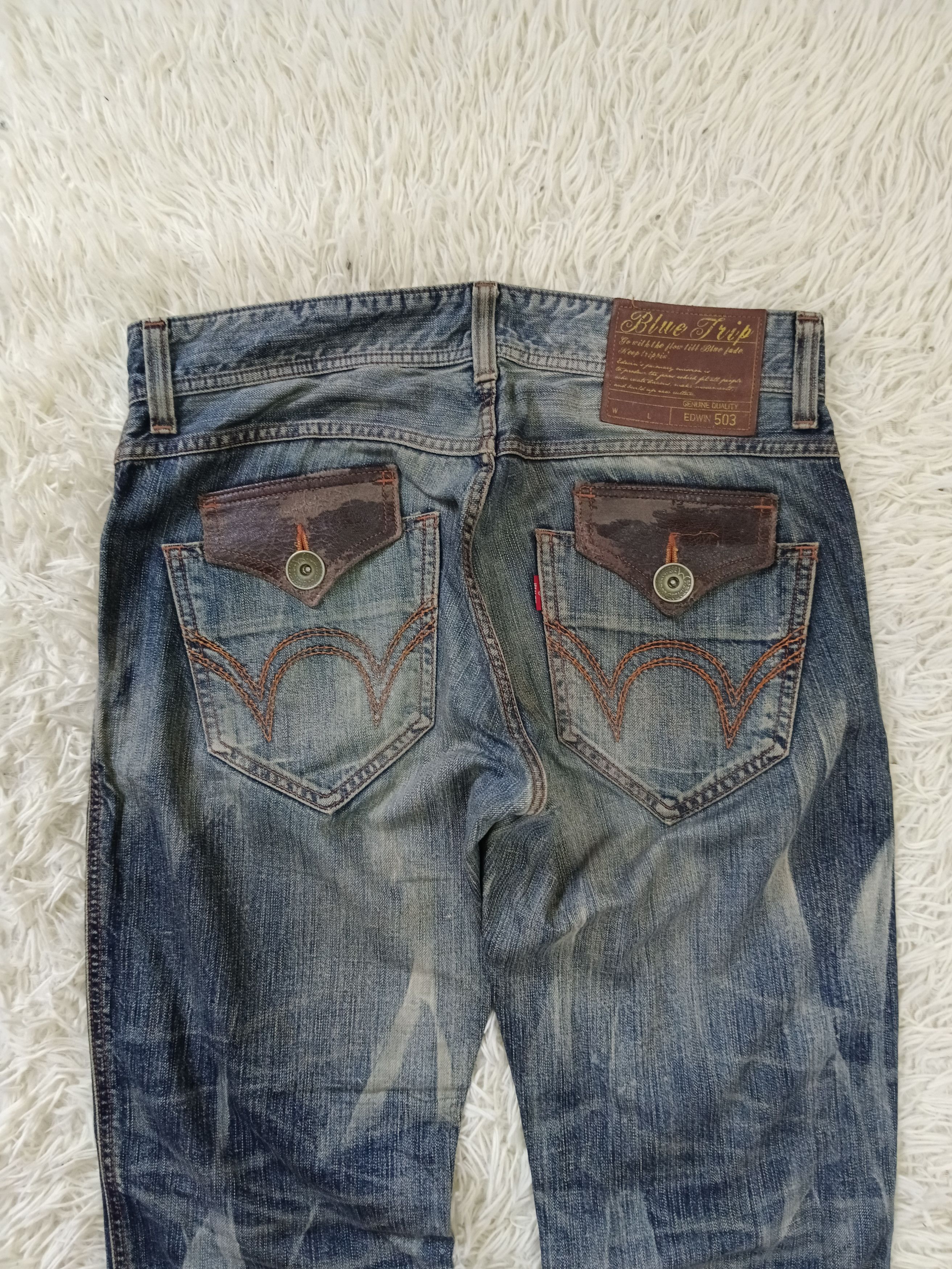Edwin INSANE 90s🔥DiSTRESSED EDWIN BLUE TRIP DENIM PANTS Size US 32 / EU 48 - 4 Thumbnail