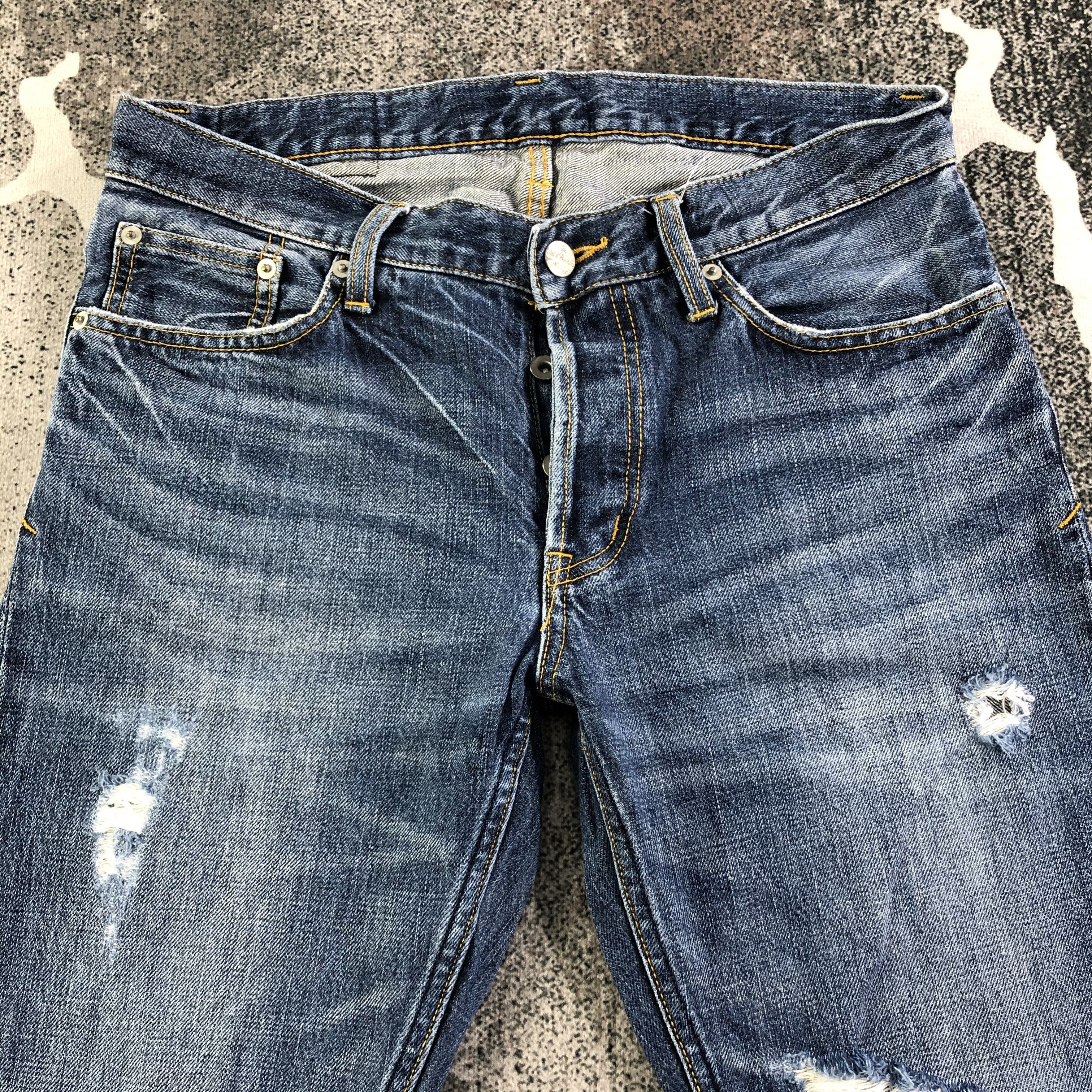 Japanese Brand Stooge & Co Blue Distressed Denim KJ2011 Size US 31 - 3 Thumbnail