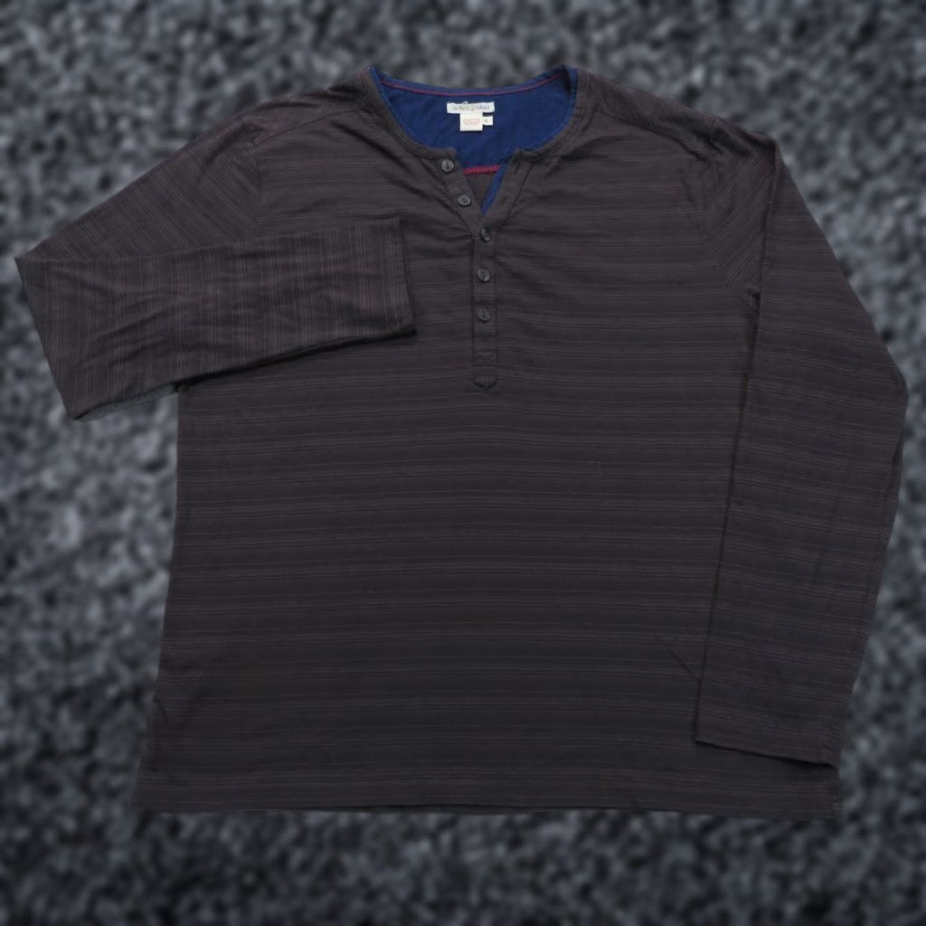 Carbon2Cobalt Carbon 2 Cobalt Shirt Mens XL Gray Henley Long Sleeve Stripe Double Layer Knit Size US XL / EU 56 / 4 - 1 Thumbnail