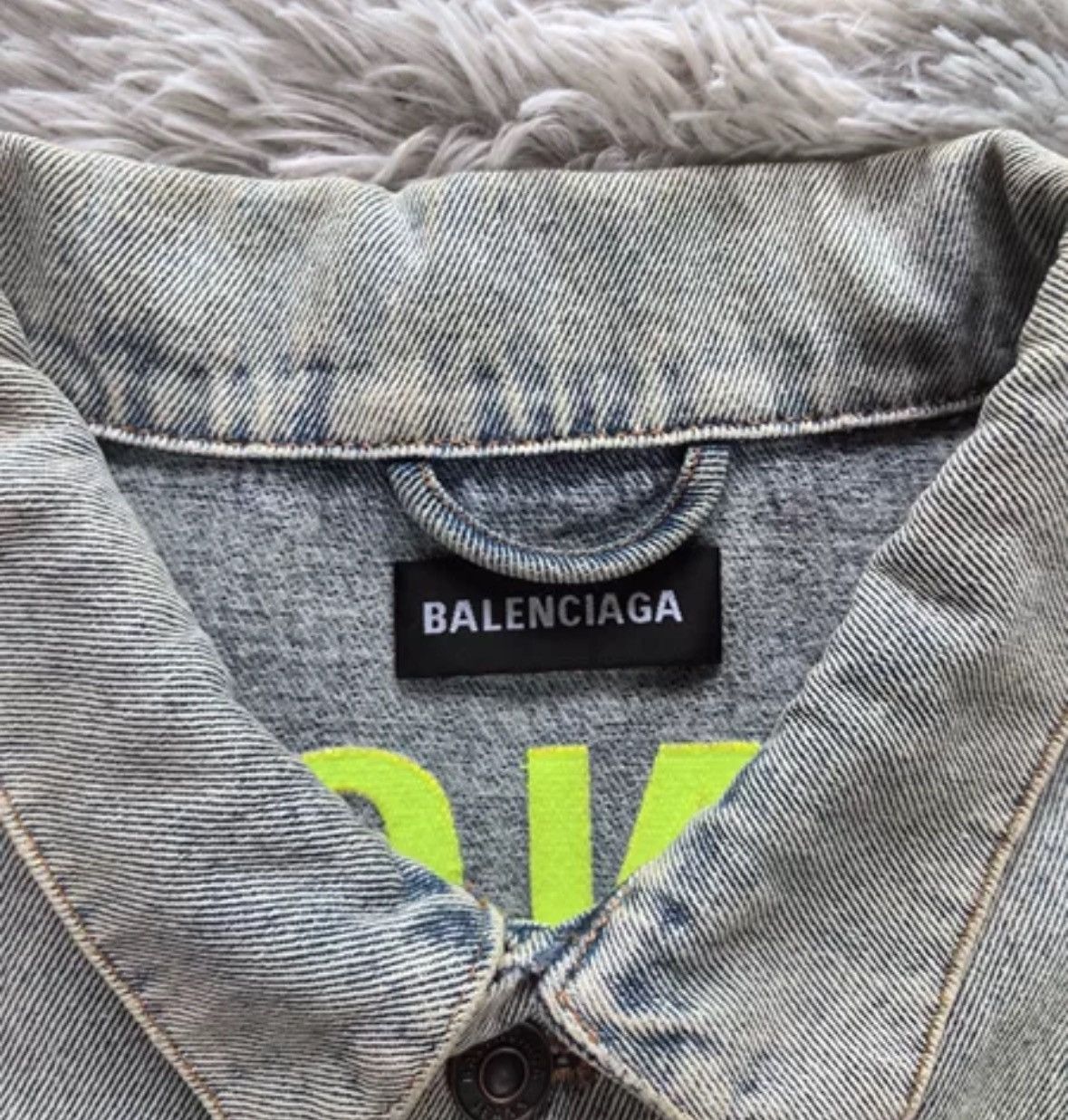 Balenciaga Balenciaga yellow letter logo denim jacket Size US M / EU 48-50 / 2 - 7 Thumbnail