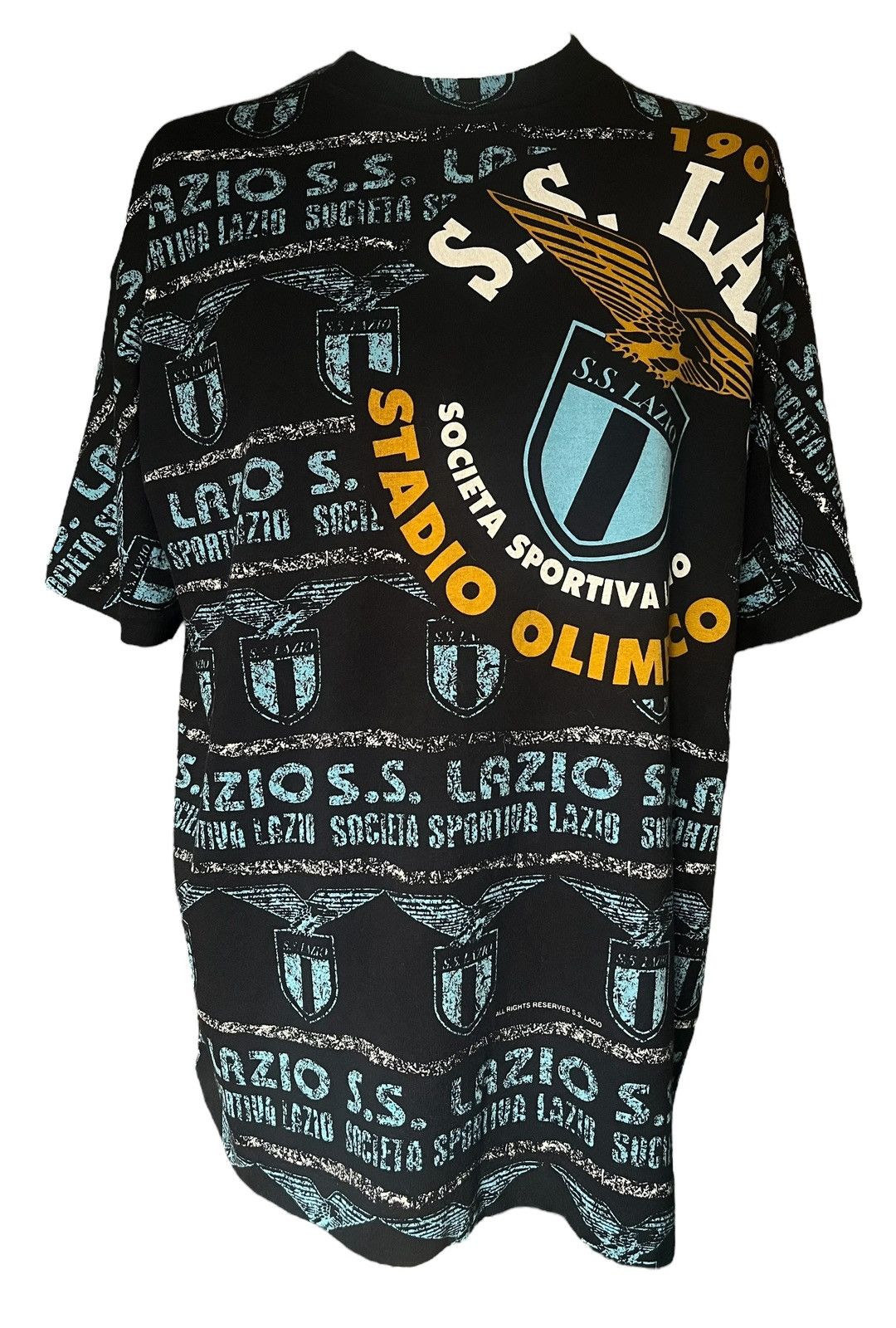 Vintage 1990’s Lazio Serie A Football AOP Kick Sportswear t shirt XL Size US XL / EU 56 / 4 - 1 Thumbnail