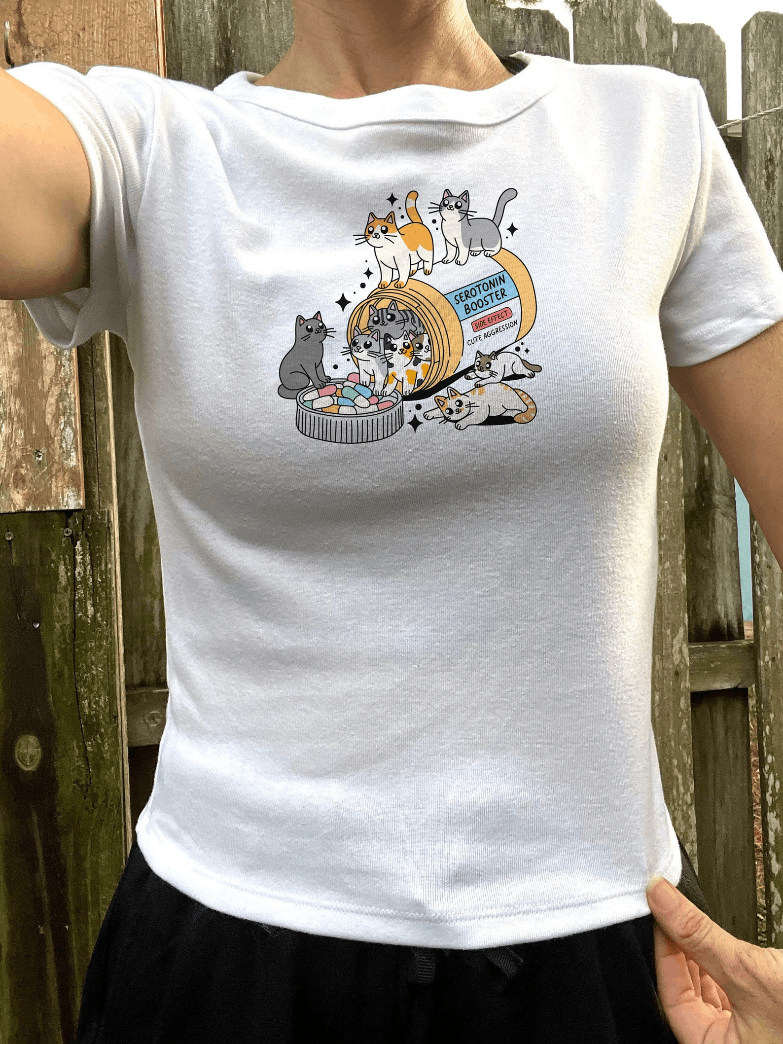 Other Cat Happy Pills Baby Tee – Women’s Cat Crop Tank Size S / US 4 / IT 40 - 1 Thumbnail