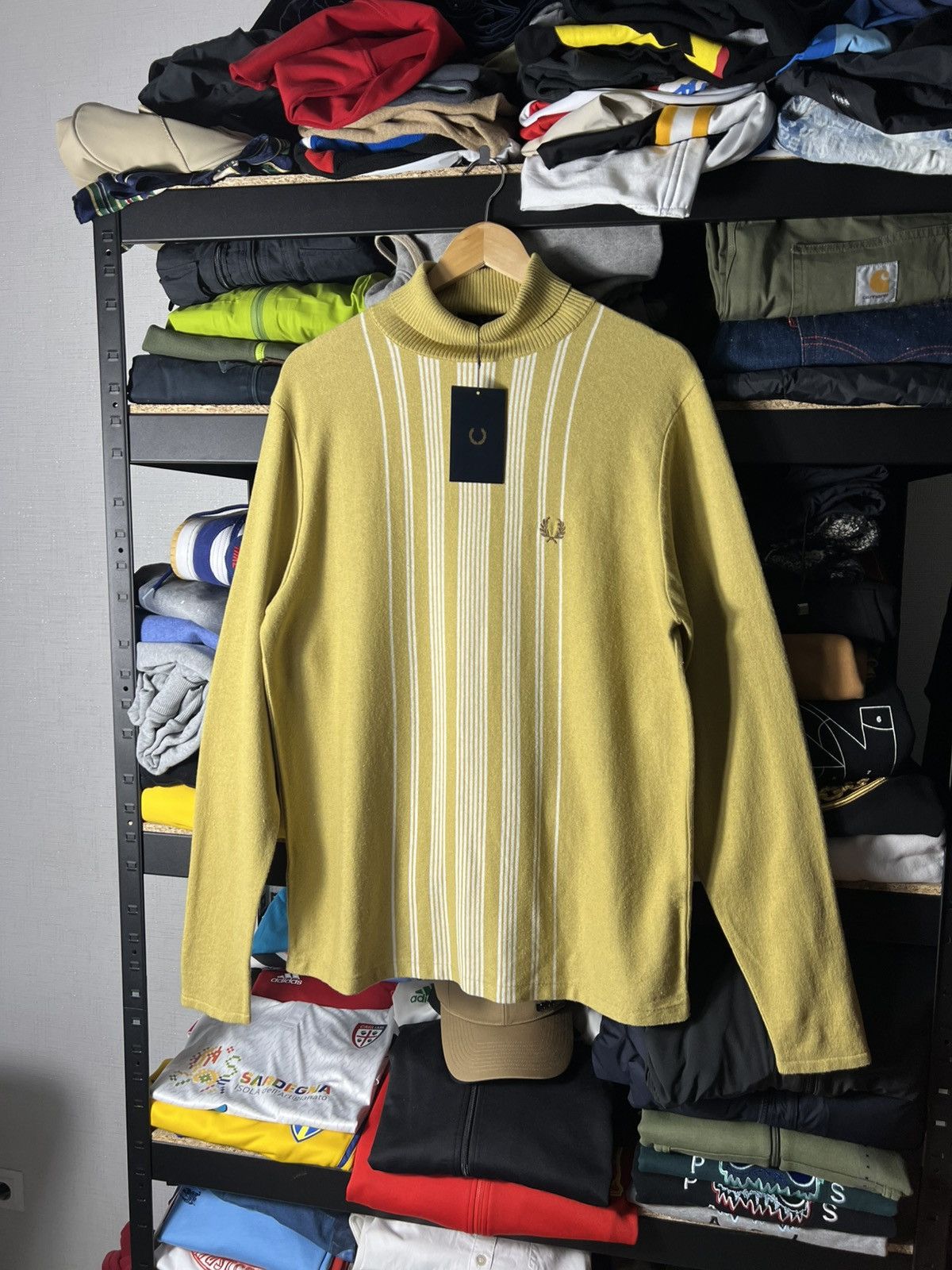 Fred Perry 🟡 Fred Perry Reissues Stripe Roll Neck Sweater 1964 Gold 🧶 Size US L / EU 52-54 / 3 - 1 Thumbnail