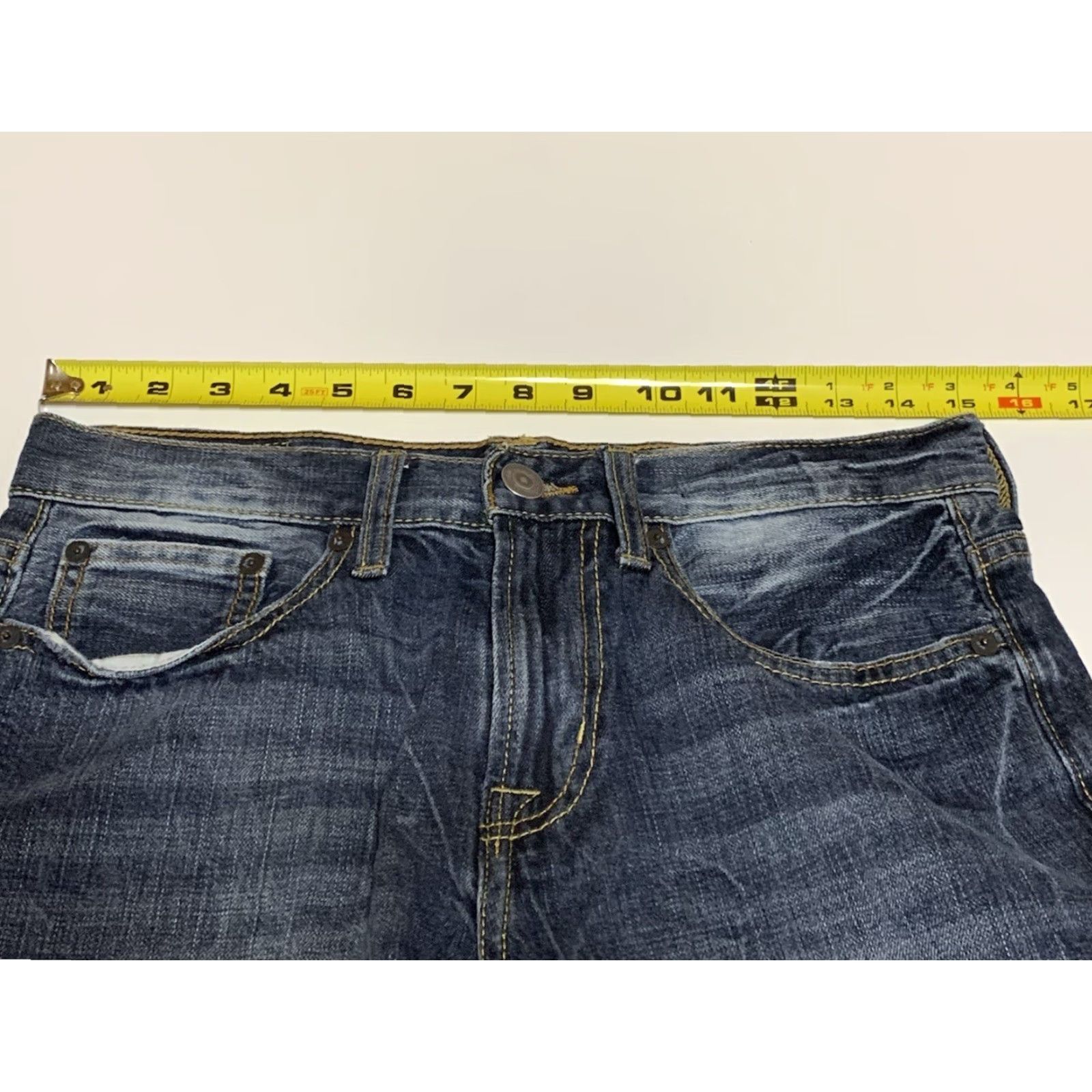 American Eagle Outfitters VINTAGE American Eagle Original Straight Jeans Mens 30x29 Blue Denim Cotton Fade Lines Whiskers Size US 30 / EU 46 - 3 Thumbnail