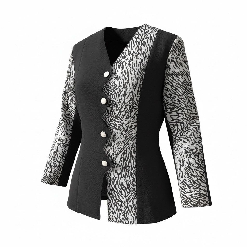 Vintage 80s blazer black and white vintage blazer size zebra print Size M / US 6-8 / IT 42-44 - 3 Thumbnail