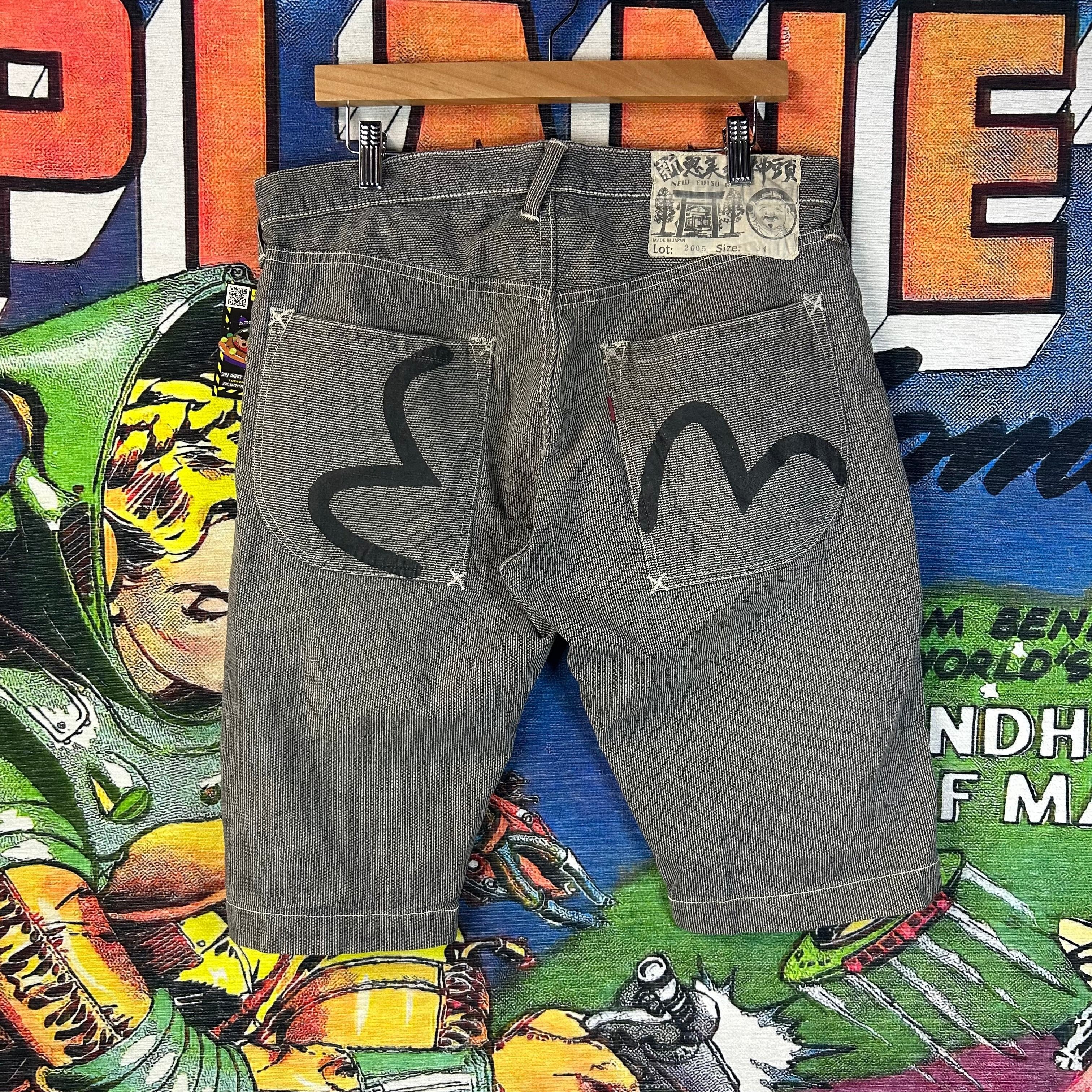 Evisu Evisu Striped Denim Shorts Size 34” Size US 34 / EU 50 - 1 Thumbnail