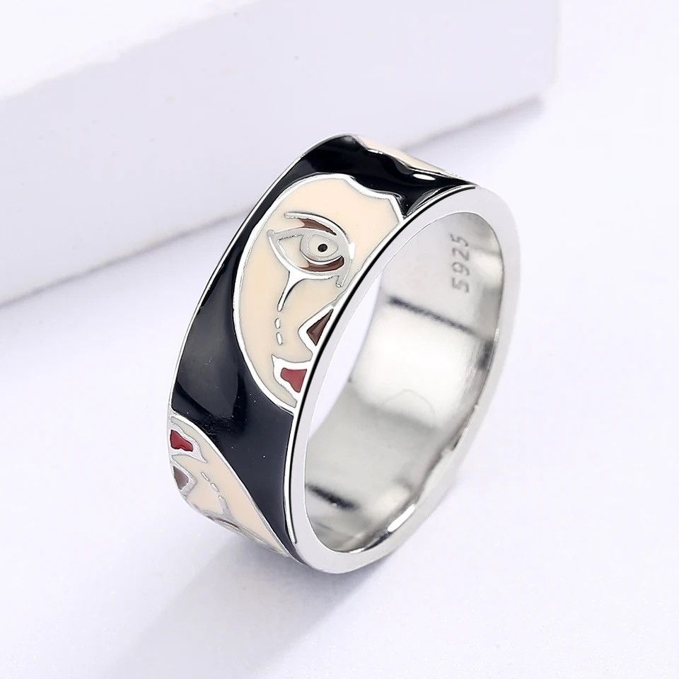 Japanese Brand × Jewelry × Vintage Creative Handmade Irregular Half Face Enamel Heart Ring Size ONE SIZE - 2 Thumbnail