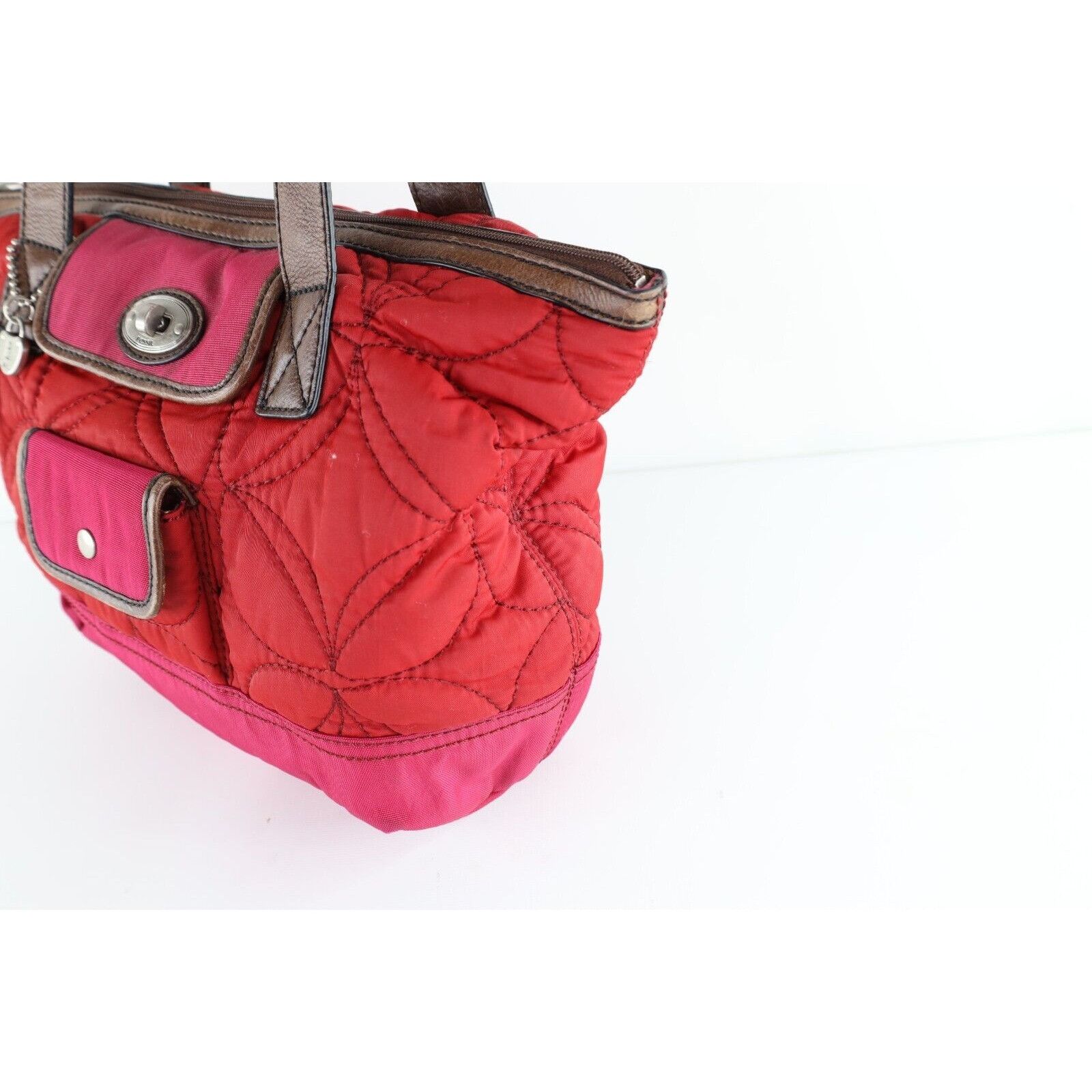 Fossil × Vintage Vintage 90s Y2K Fossil Key Per Leather Handled Quilted Bag Size ONE SIZE - 10 Thumbnail