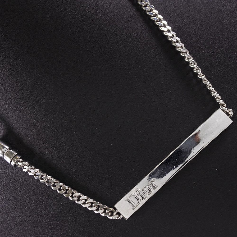 image of Dior Logo Bar Chain Necklace in Silver, Men's