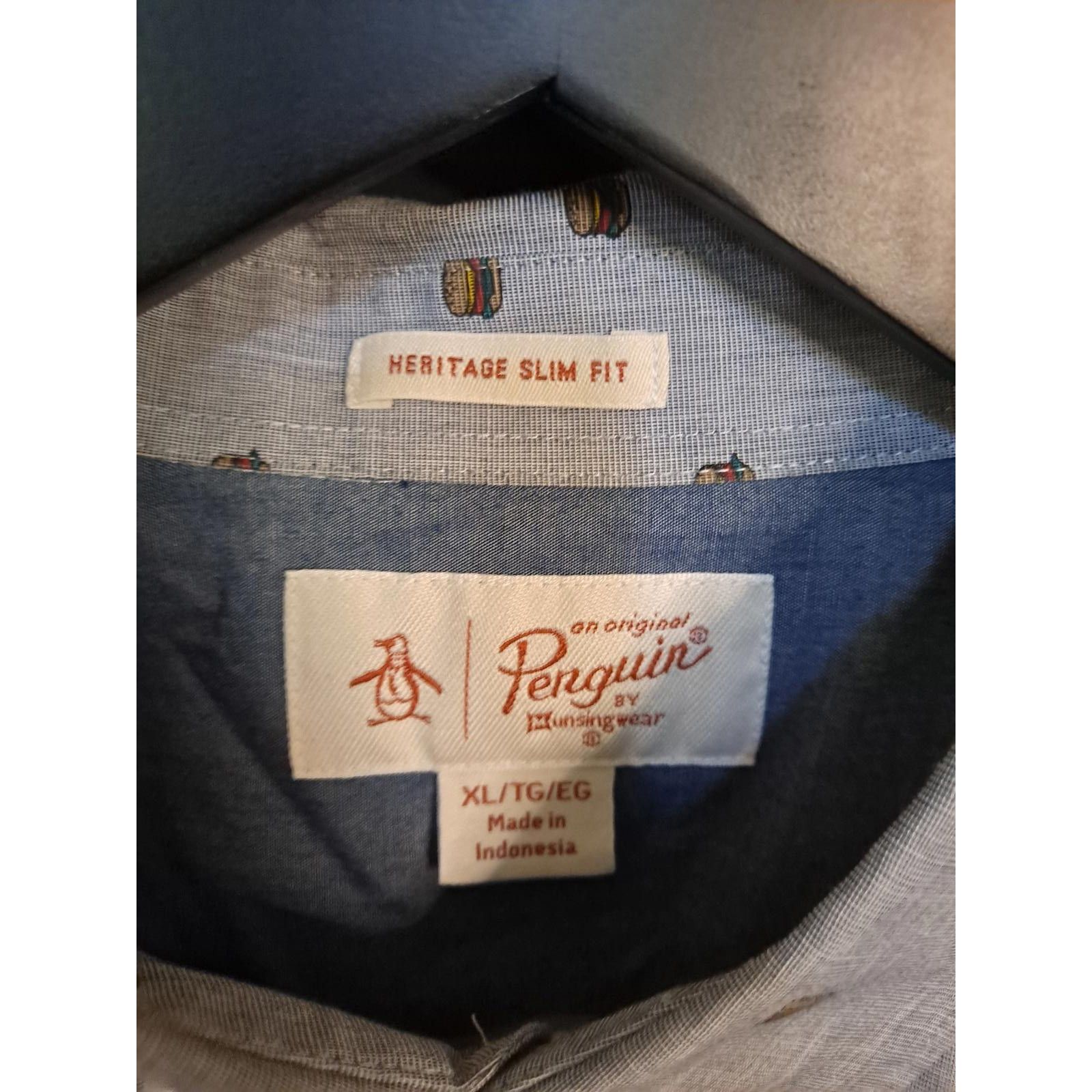Other Penguin Heritage Slim Blue Button Down Shirt with Hamburgers Size US XL / EU 56 / 4 - 3 Thumbnail