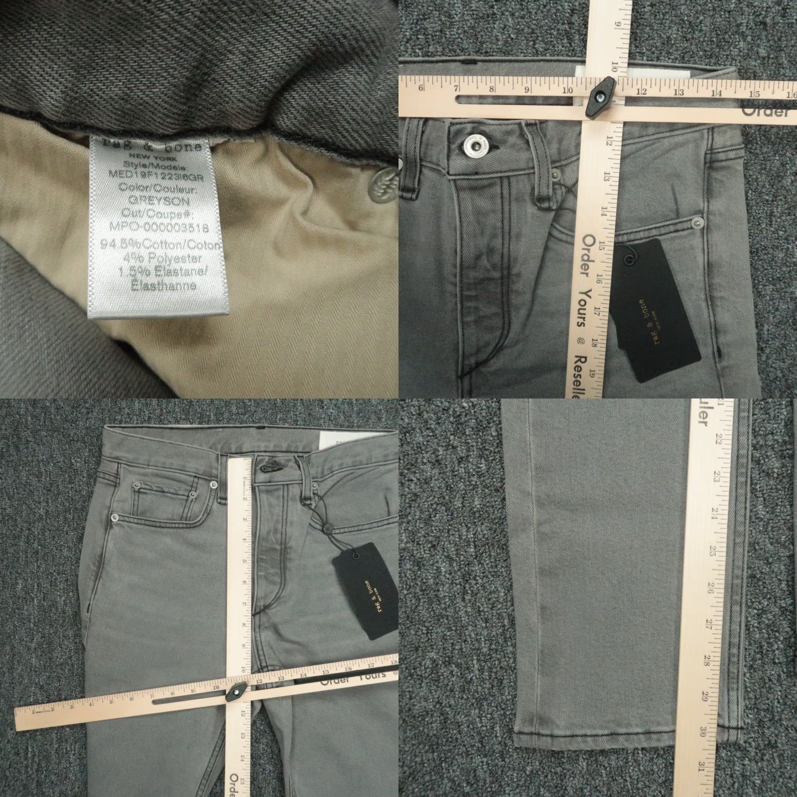 Rag & Bone rag & bone Jeans Men 29x30 Gray Greyson Fit Slim Denim 5-Pocket NWT 29 Waist Regular Pants Womens? Size US 29 - 8 Thumbnail