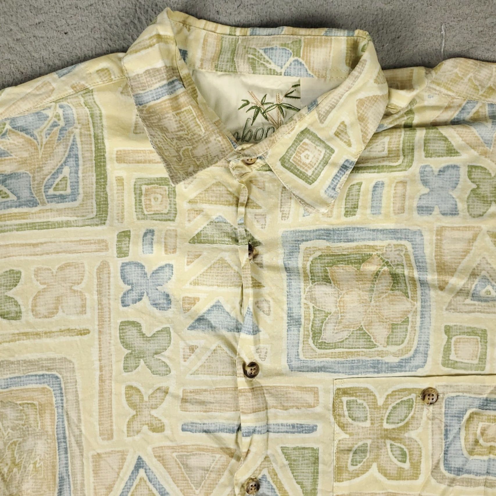 Vintage VINTAGE Bamboo Cay Shirt Mens Size Medium Yellow Geometric Beach Button Up Short Sleeve - 90s Hawaiian Casual Mens Size US M / EU 48-50 / 2 - 2 Thumbnail