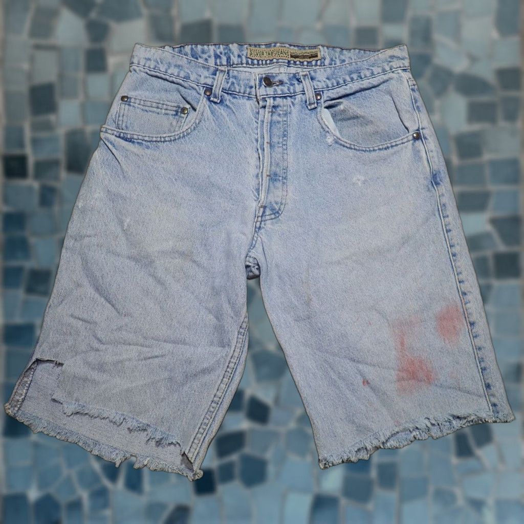 Levi's VINTAGE Levi's 90s SilverTab Denim Shorts Men’s Size 32 Medium Blue Distressed Cutoff Summer Casual Size US 33 - 1 Thumbnail