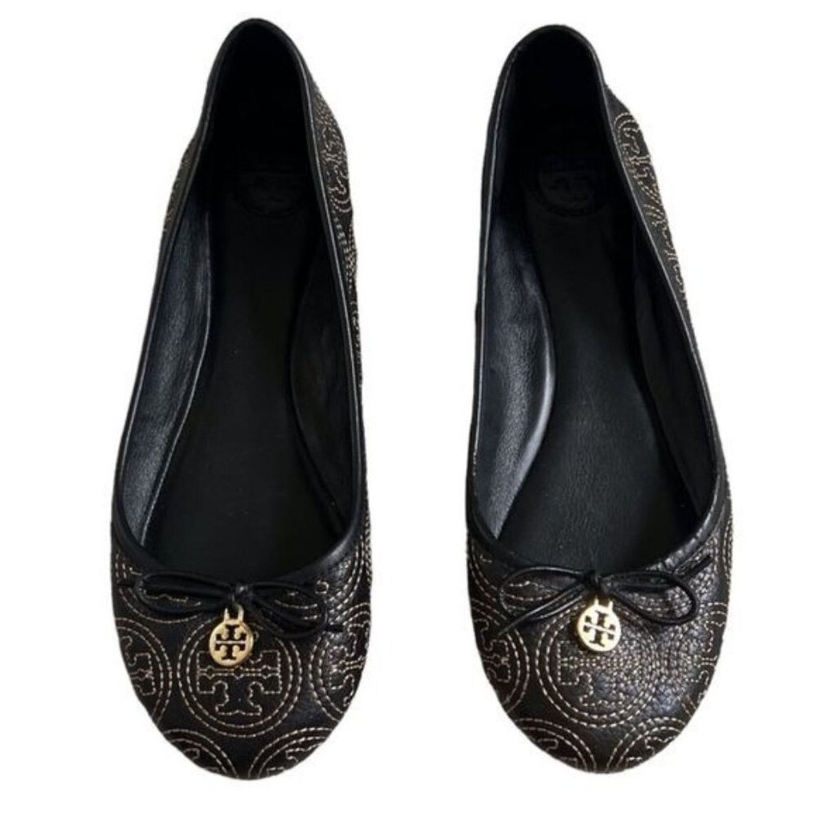 Tory Burch Tory Burch Flats Black Cream 6.5 Leather Sole Leather Upper Size US 6.5 / IT 36.5 - 1 Thumbnail
