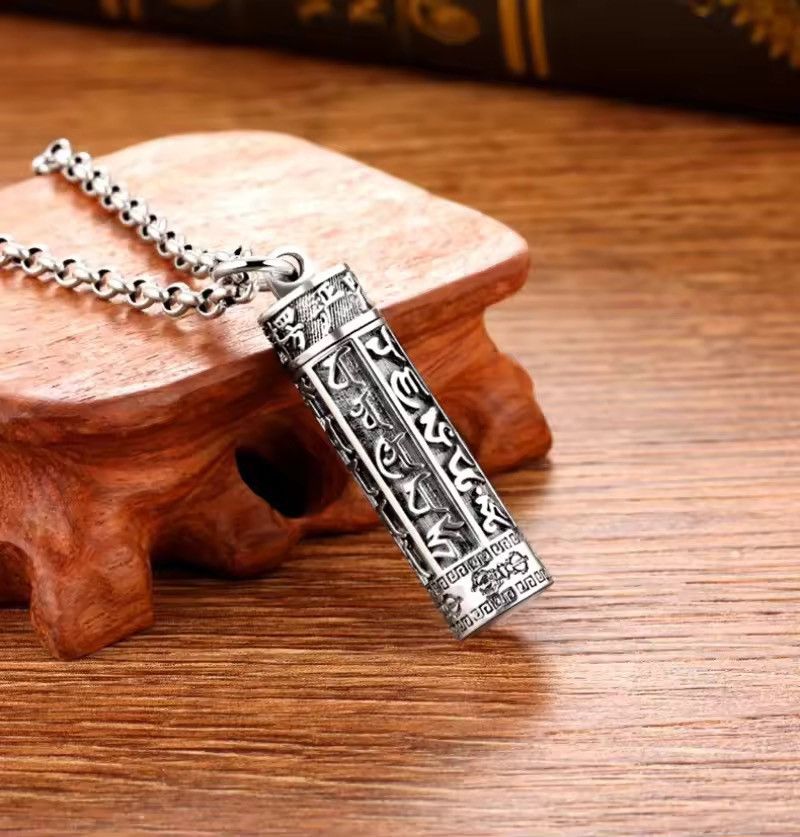 Jewelry Silver Prayer Cylinder Necklace Size ONE SIZE - 2 Thumbnail
