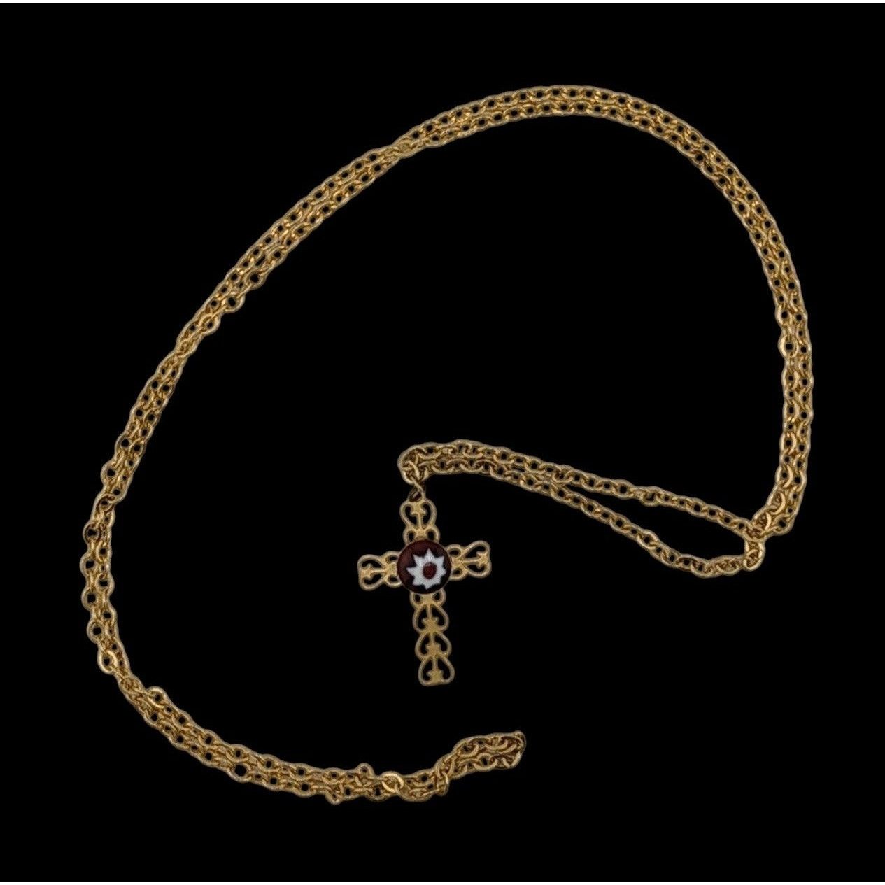 Other Vintage Religious Dainty Cross Necklace Gold Tone With Itali Size ONE SIZE - 2 Thumbnail