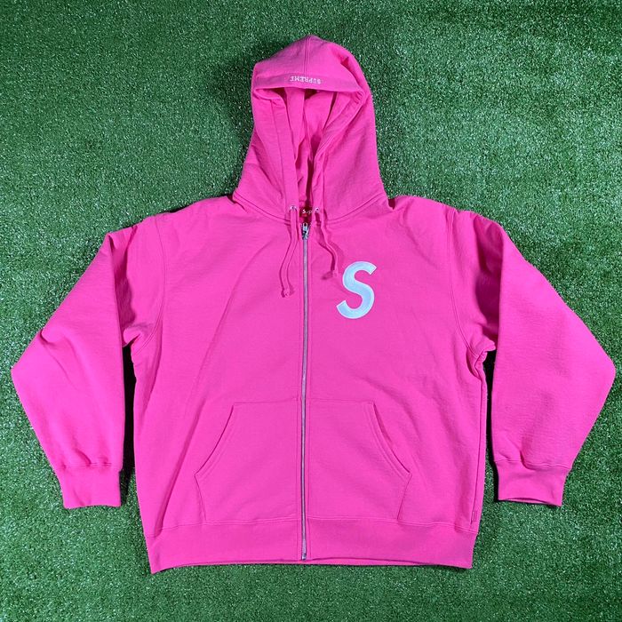 Supreme Supreme S Logo Zip Up Hoodie Pink | Grailed