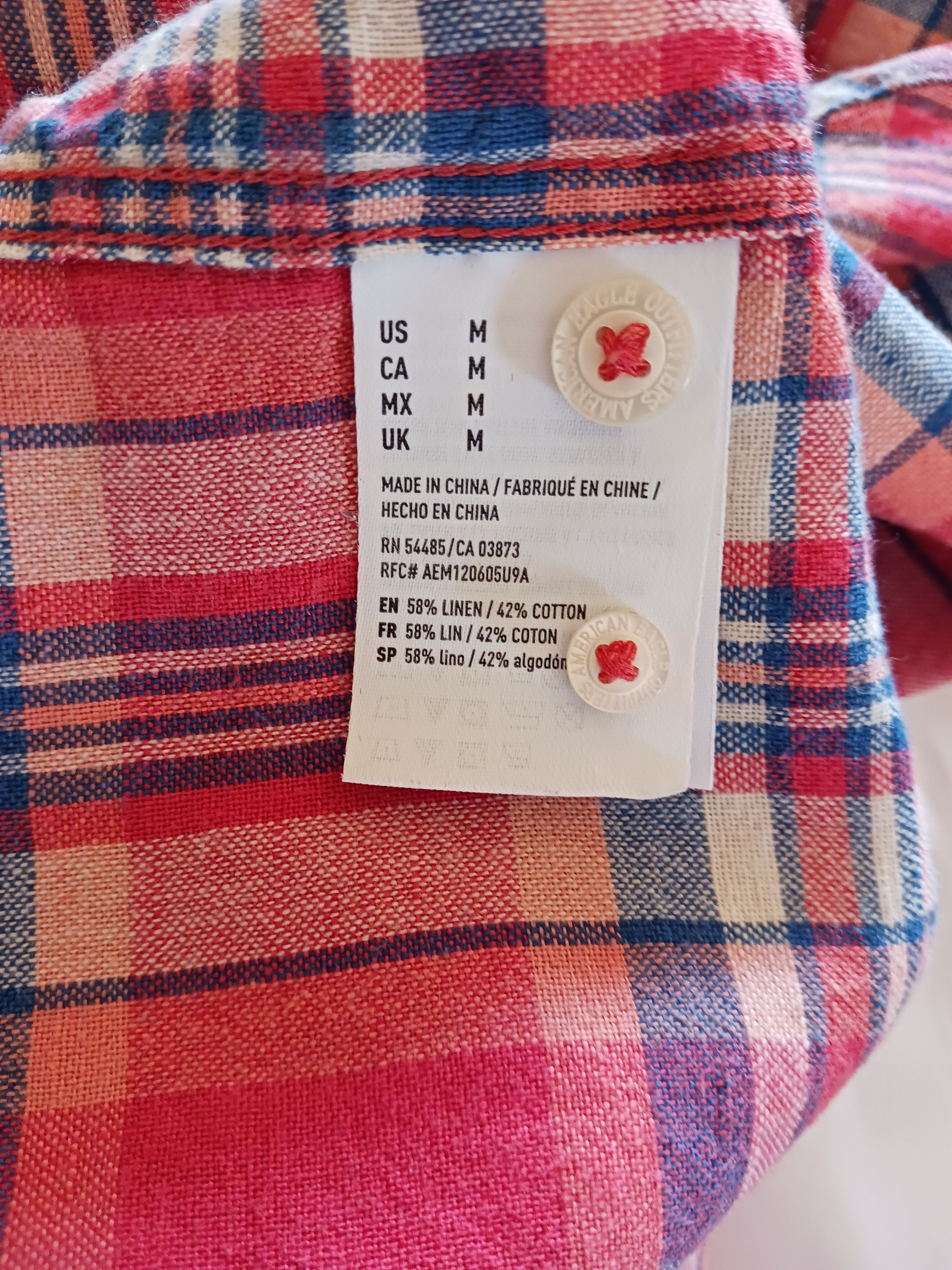 American Eagle Outfitters Vintage Madras Plaid Cotton/Linen Long Sleeve Shirt Size US M / EU 48-50 / 2 - 3 Thumbnail