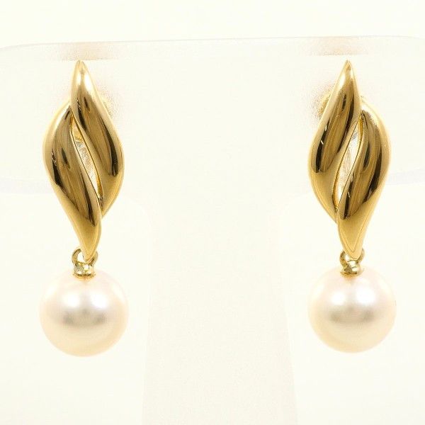 Luxuness 18K Yellow Gold Pearl Earrings Jewelry Metal Earrings, Women's