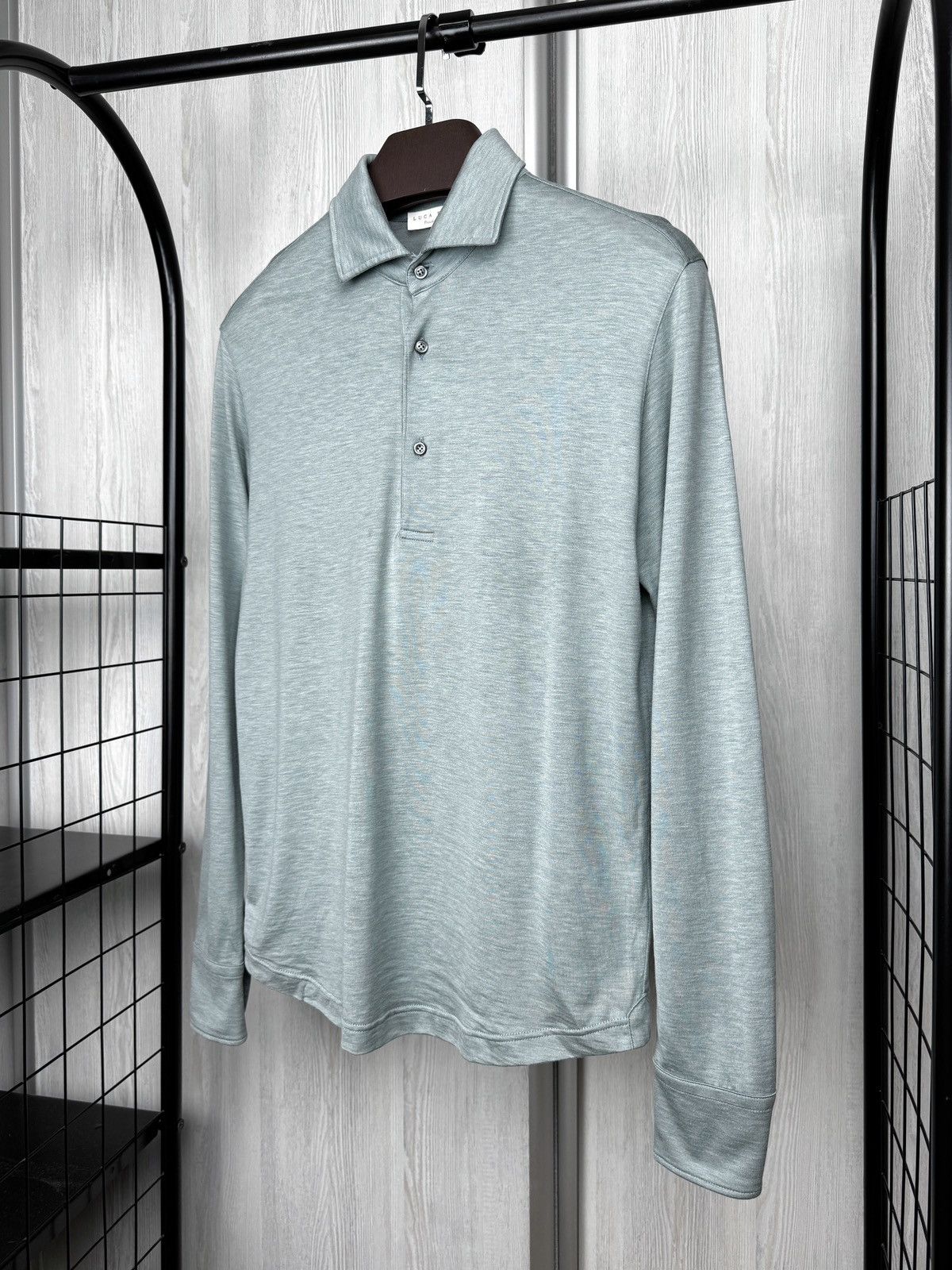 Other Luca Faloni Long Sleeve Polo Shirt Silk-Cotton Marine Green Size US XS / EU 42 / 0 - 5 Thumbnail