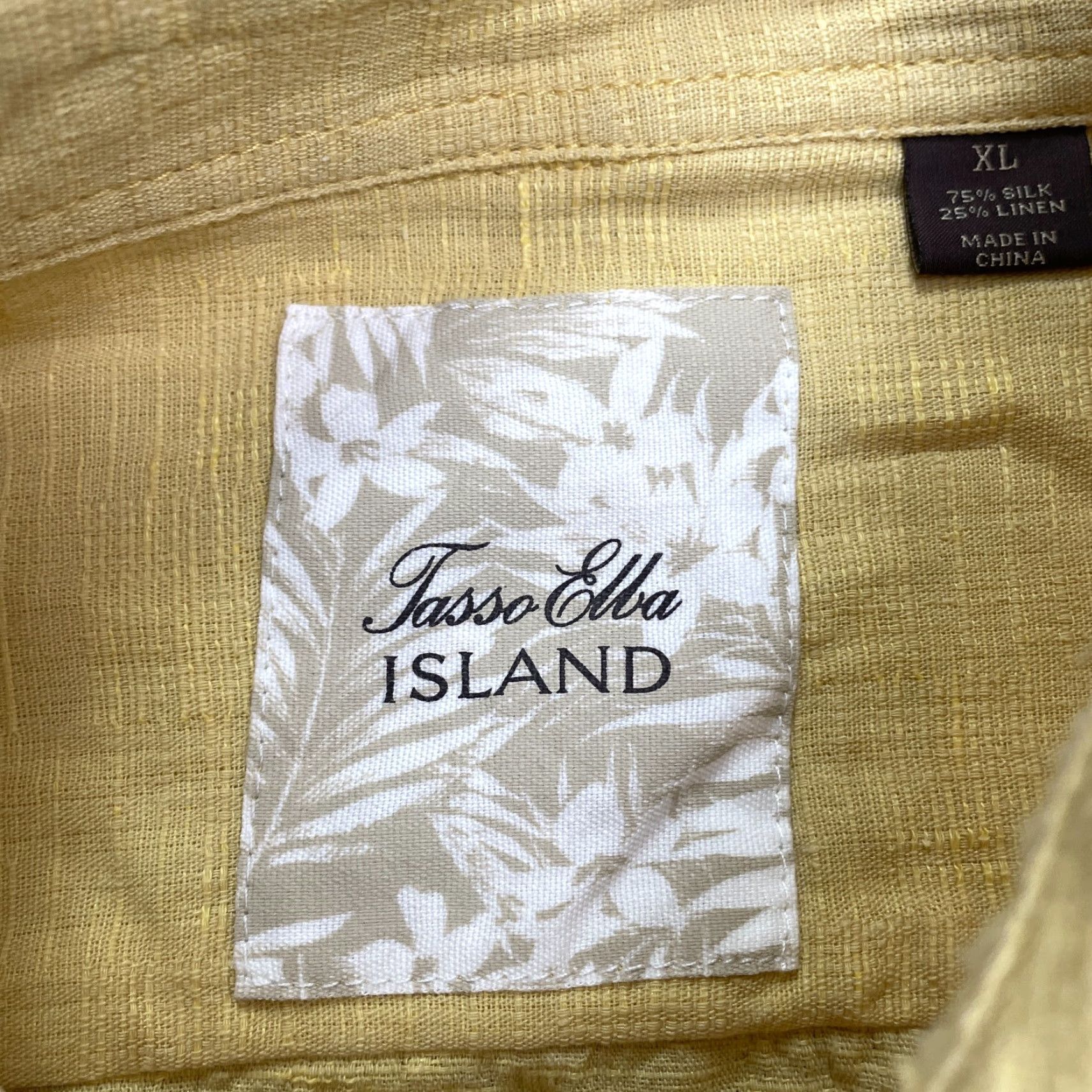 Tasso Elba VINTAGE Tasso Elba Linen Silk Button-Down Shirt Men XL Yellow Casual Short Sleeve Summer Men's Size US XL / EU 56 / 4 - 4 Thumbnail