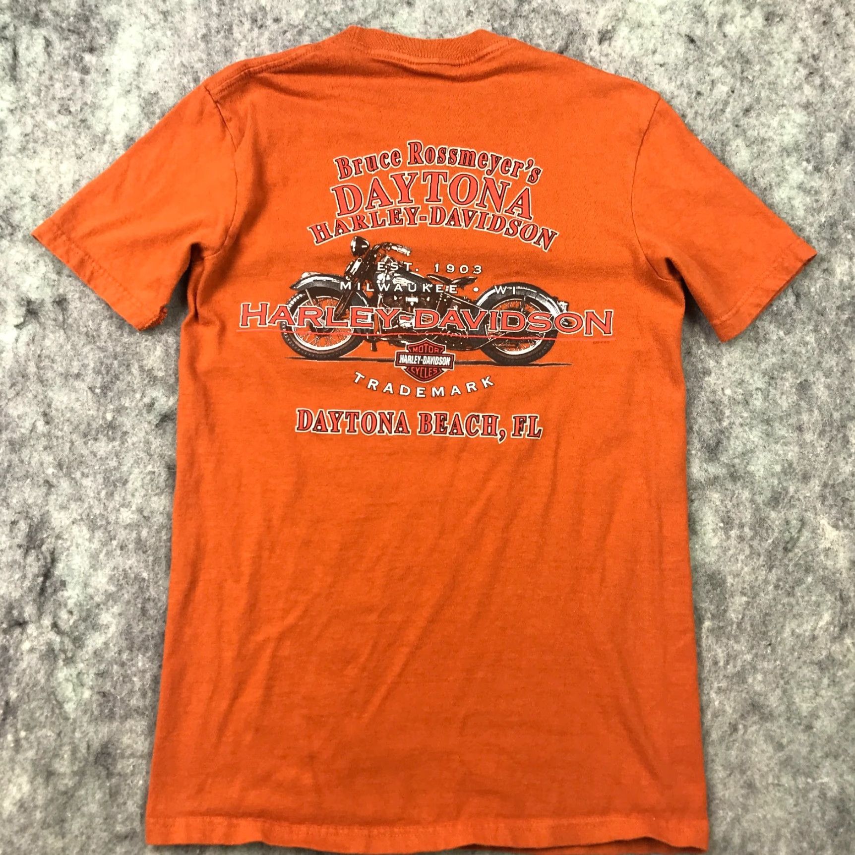 Harley Davidson Harley-Davidson Womens Shirt T-Shirt Small Orange Crew Neck Short Sleeve Slit Sleeve Casual Beach Motorcycle American Logo 90s Size S / US 4 / IT 40 - 6 Thumbnail