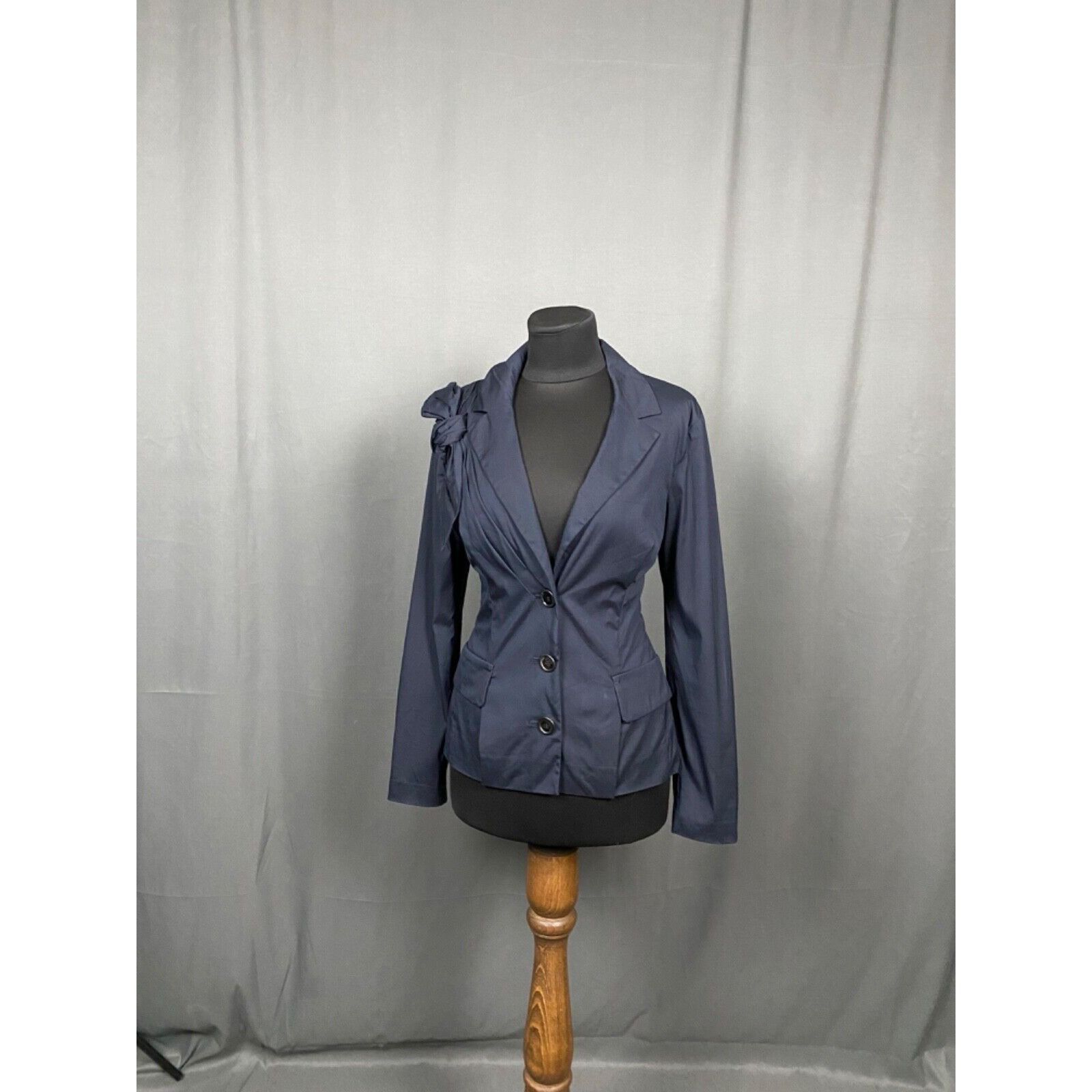 Prada Prada Women's Blue Basic Floral Shoulder Blazer Jacket Size Size M / US 6-8 / IT 42-44 - 2 Thumbnail