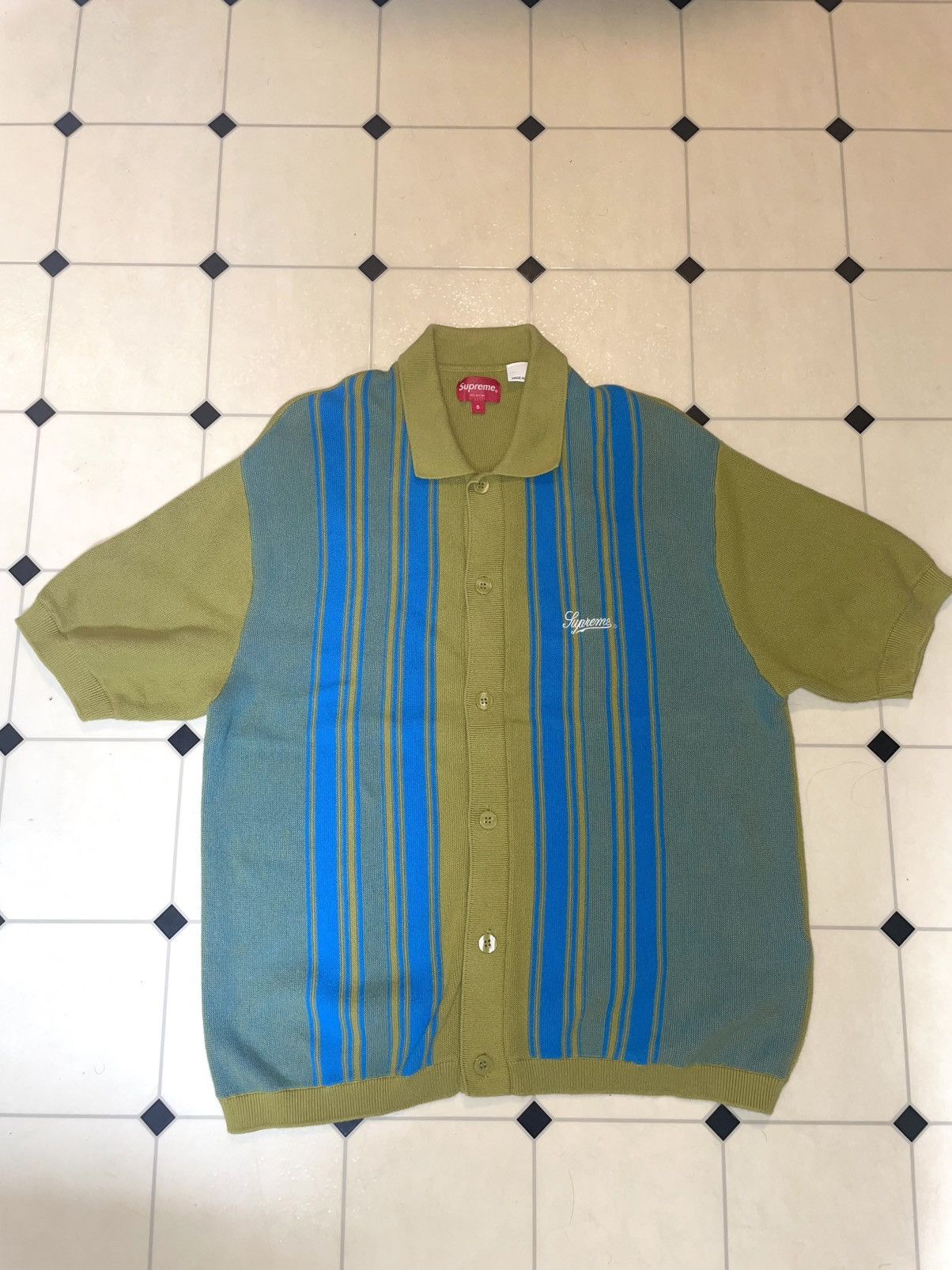 supreme stripe button up polo Sサイズ