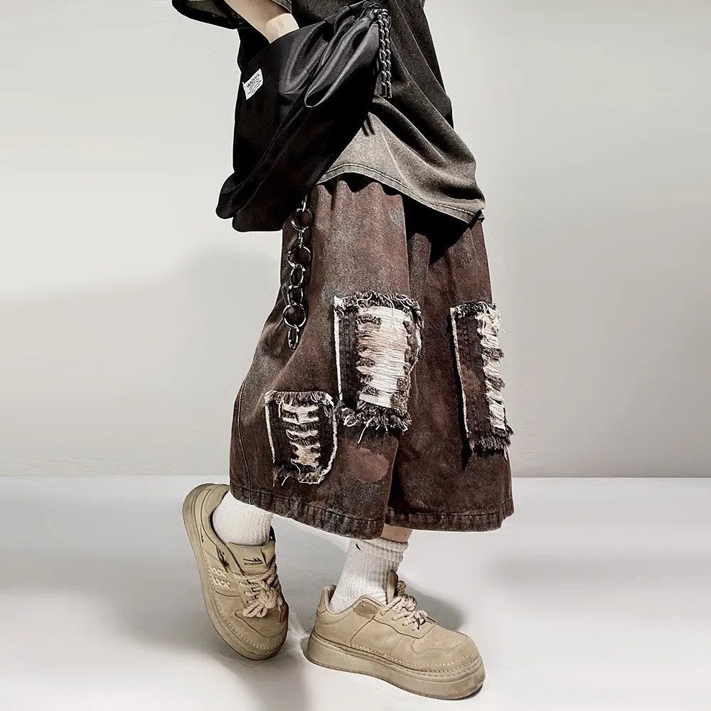 Japanese Brand × Jean Patchwork Brown Baggy Denim Jeans Size US 32 / EU 48 - 1 Thumbnail