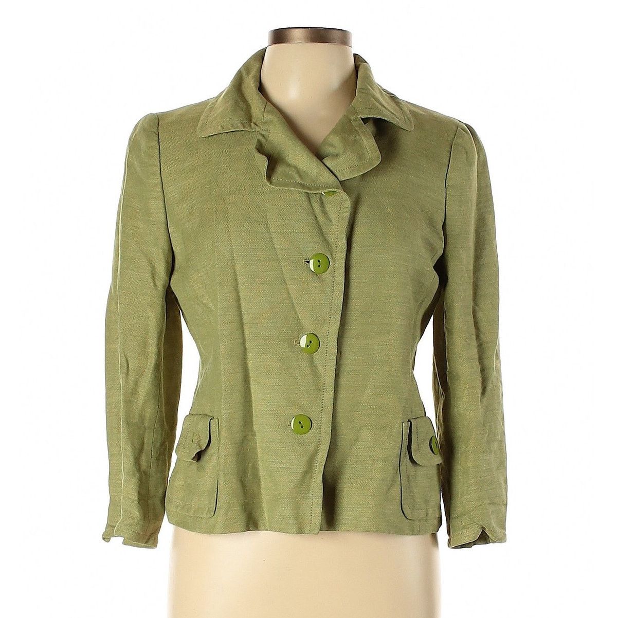 Akris AKRIS Designer Classic Green Linen & Silk Blend Blazer Size L / US 10 / IT 46 - 1 Thumbnail