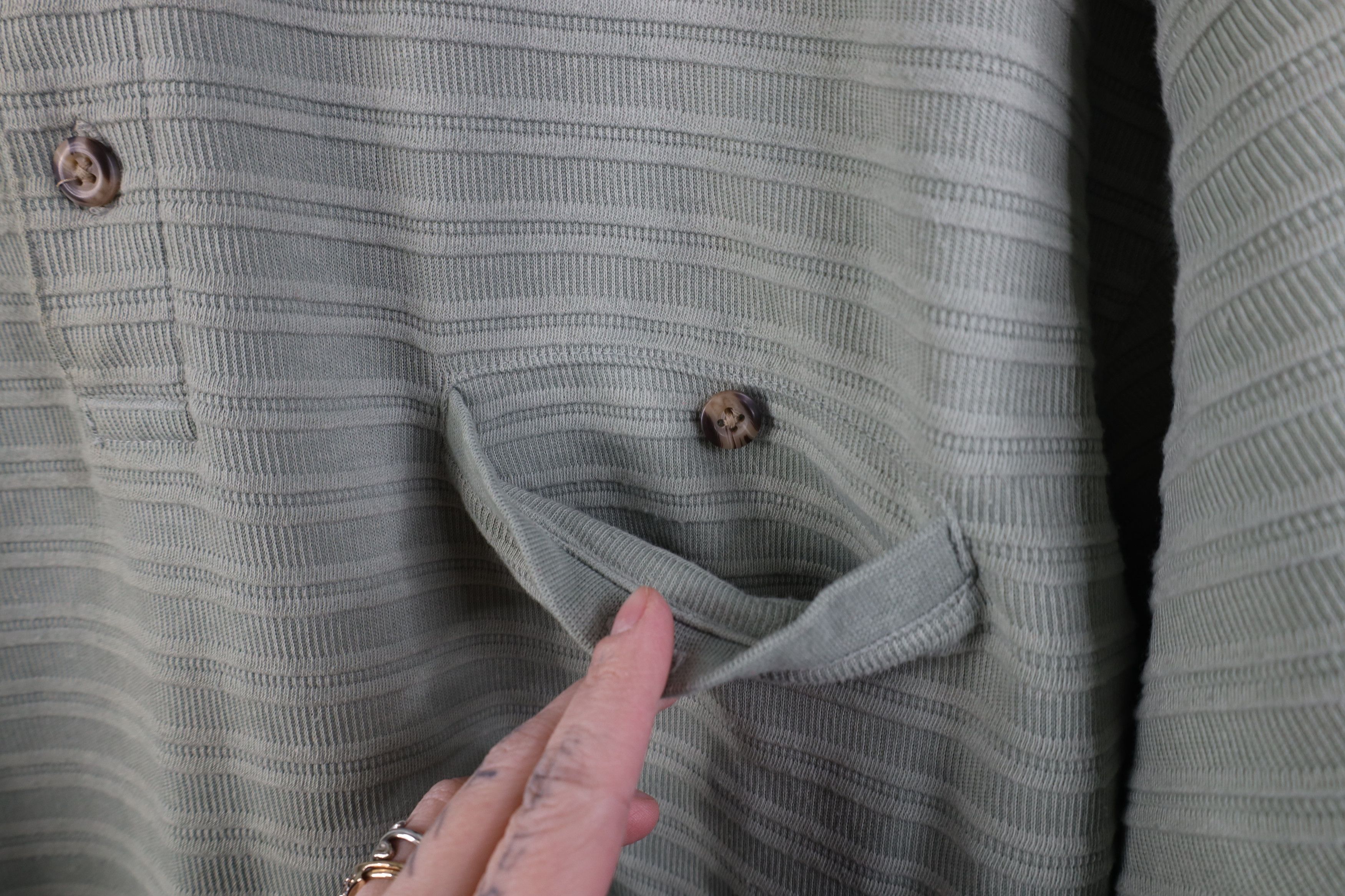 Vintage Vintage 90s Streetwear Ribbed Knit Pullover Polo Shirt Green Size US XL / EU 56 / 4 - 5 Thumbnail