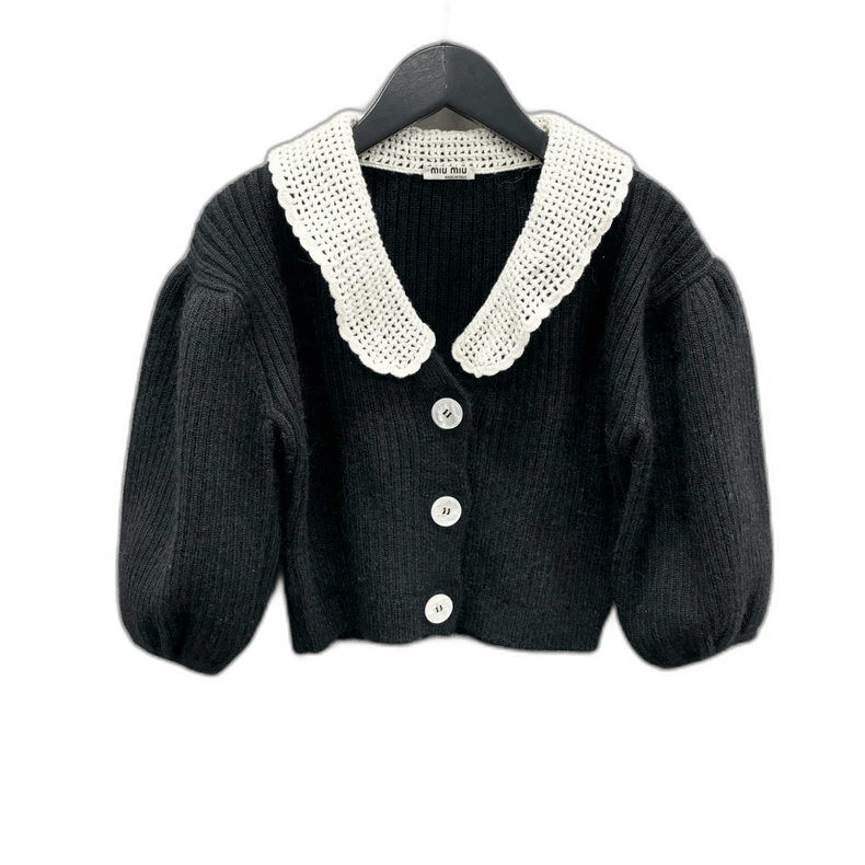 Prada Miumiu Puff Sleeve Knit Crop Top -2505 Size S / US 4 / IT 40 - 1 Thumbnail