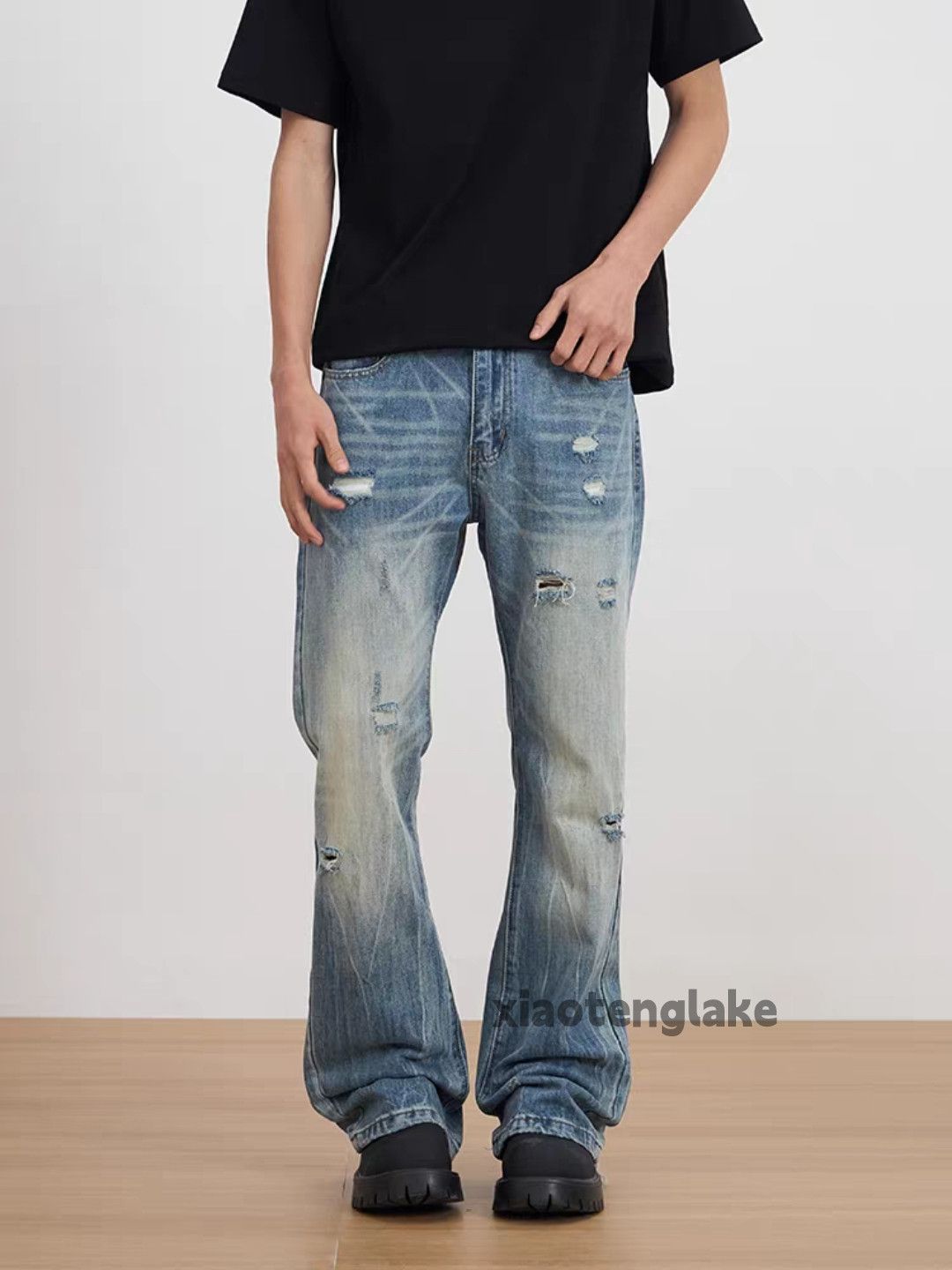 Jean Custom Balenciaga rickowens style ripped damaged faded jeans Size US 32 / EU 48 - 10 Thumbnail