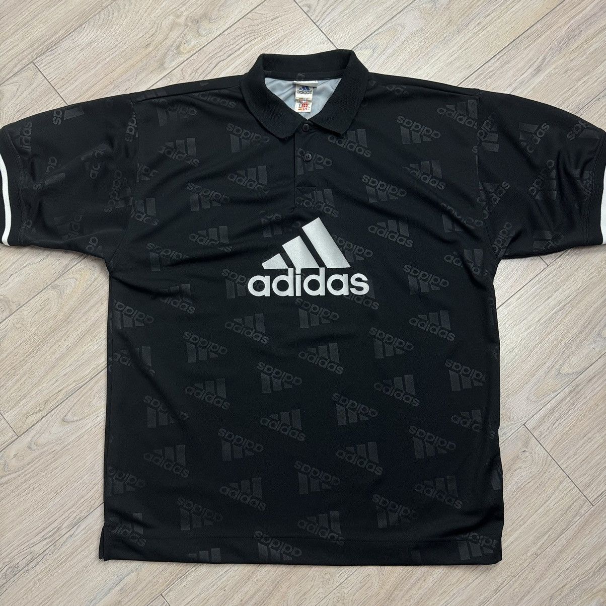 Adidas Vintage Y2K Adidas Multi Logo Monogram Boxy Polo Shirt Size US L / EU 52-54 / 3 - 2 Thumbnail