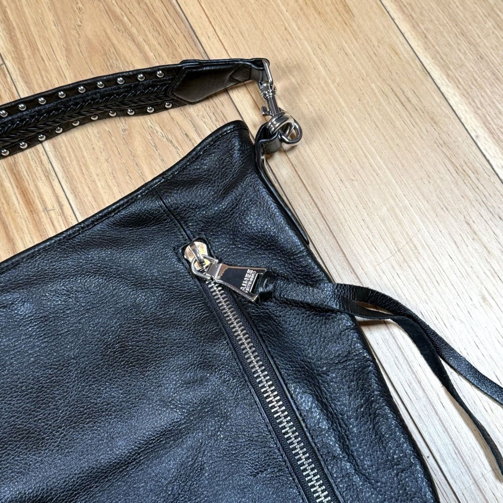 Vintage Aimee Kestenberg Shoulder Bag Black Pebbled Leather Cheetah Print Animal Pattern Purse Women Mens? Size ONE SIZE - 4 Thumbnail