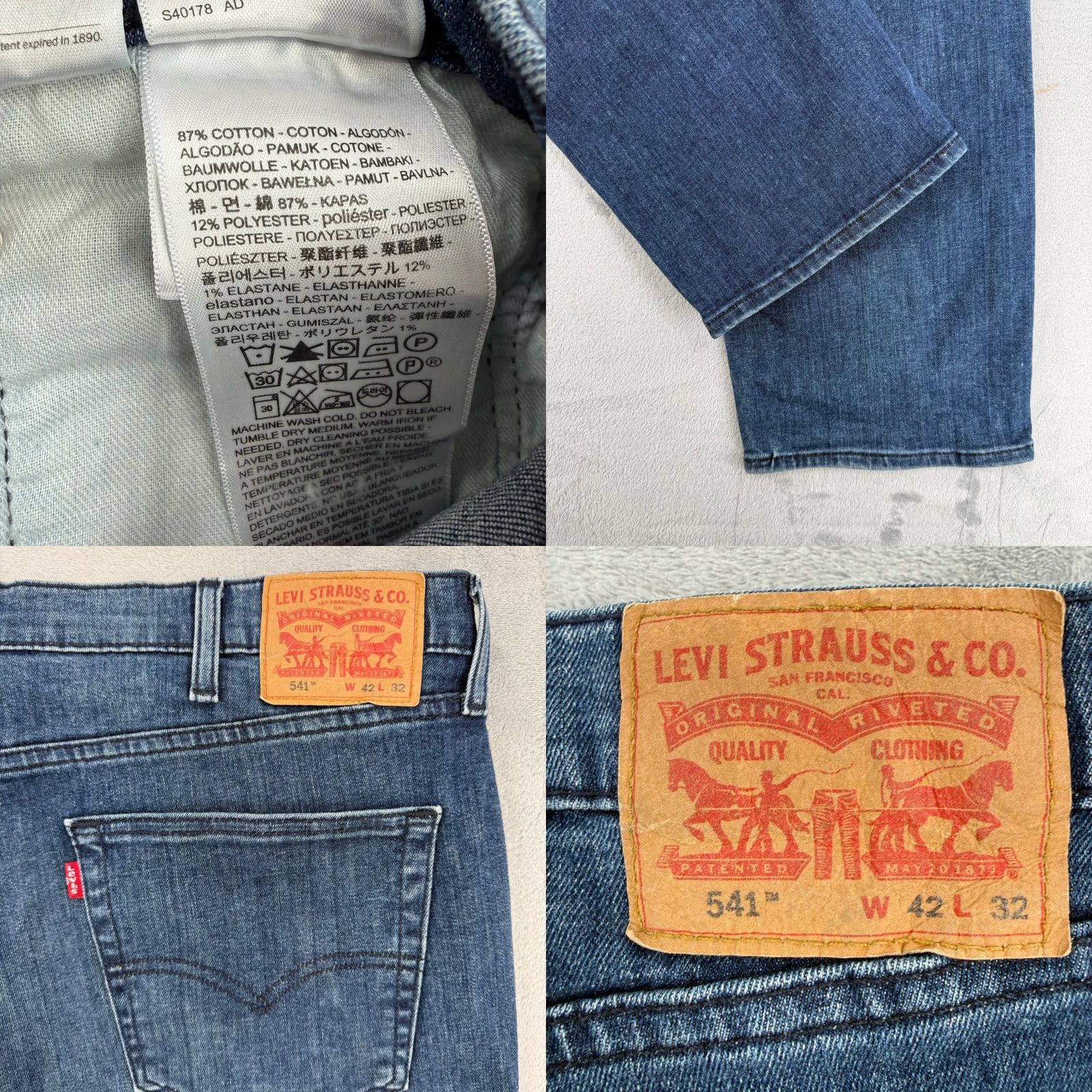Levi's Levis 541 Athletic Taper Jeans Blue Denim 42x32 Mens Stretch Cotton Polyester Elastane 5-Pocket Zip Button Closure City Vintage No? Size US 42 / EU 58 - 8 Thumbnail