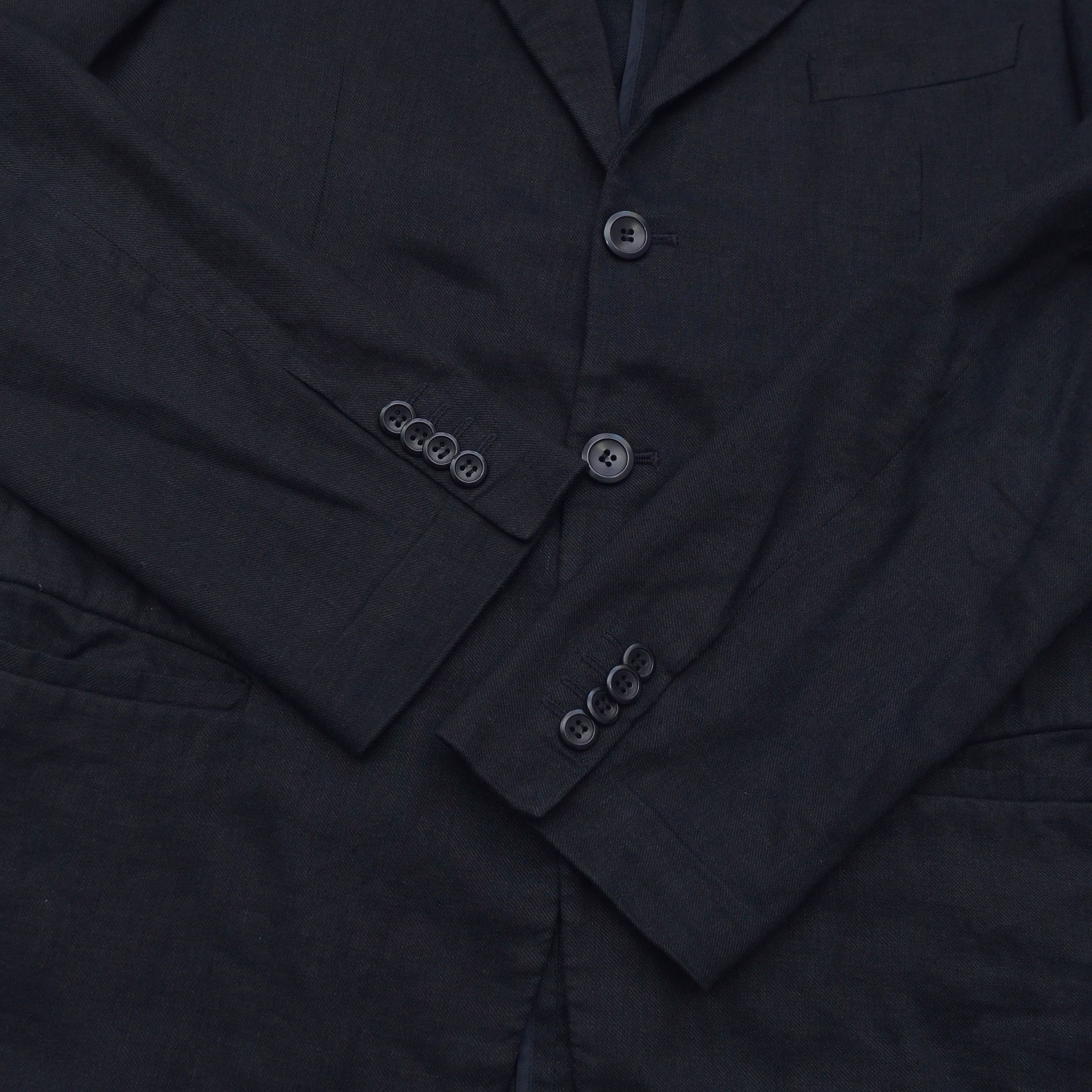Armani × Armani Collezioni × Giorgio Armani Vintage Luxury Armani Collezioni Linen Casual Blazer Black Size 52L - 6 Thumbnail