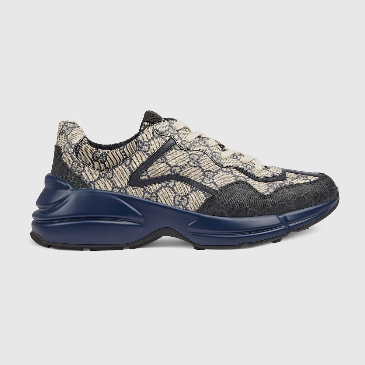 image of Gucci Sneakers GG Leather Monogram Logo 692909 Uiq20 1060 in Blue, Men's (Size 11)