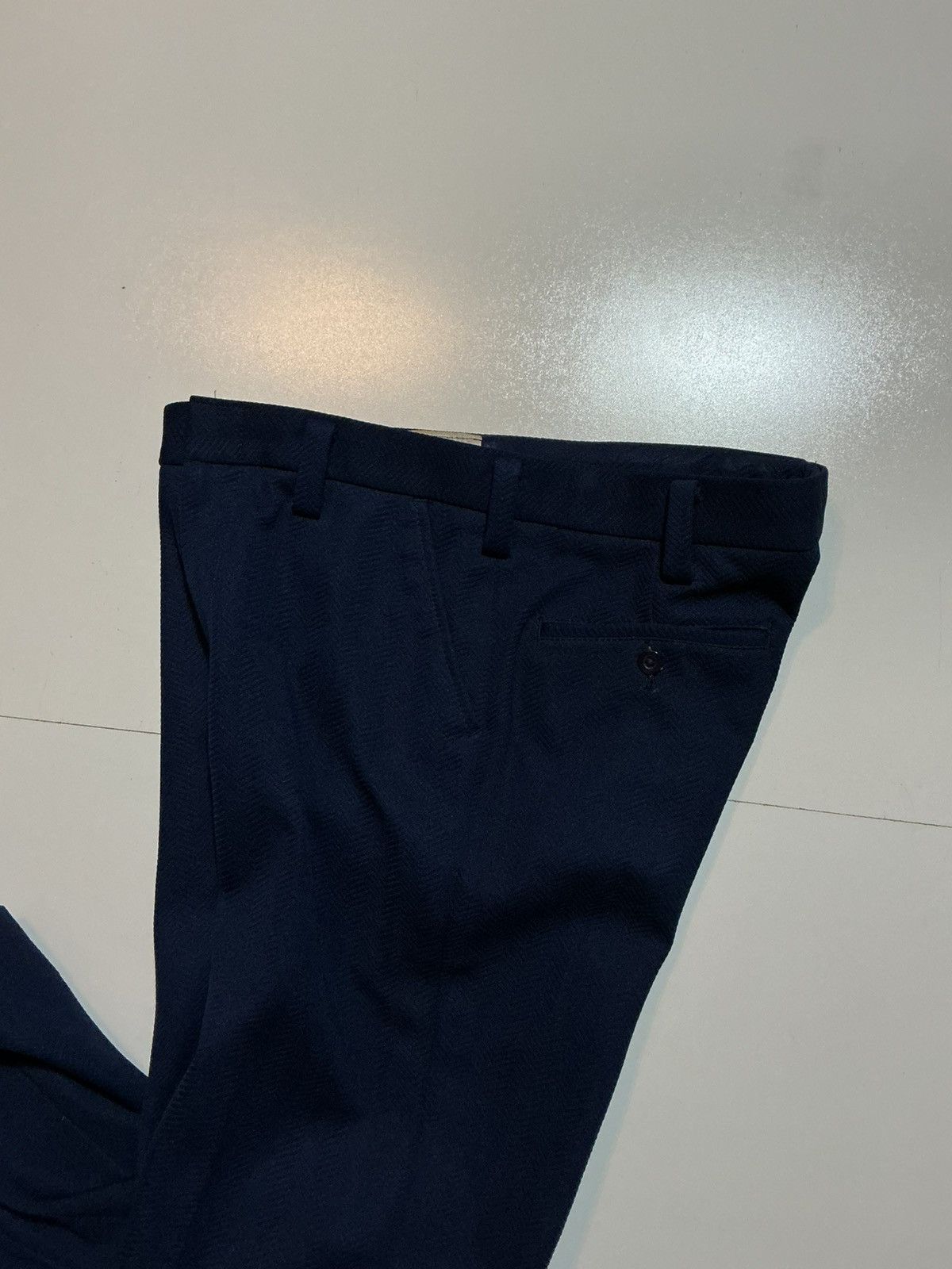 Vintage Vintage 70s Blue Textured Polyester Flare Disco Dress Pants Size US 32 / EU 48 - 5 Thumbnail