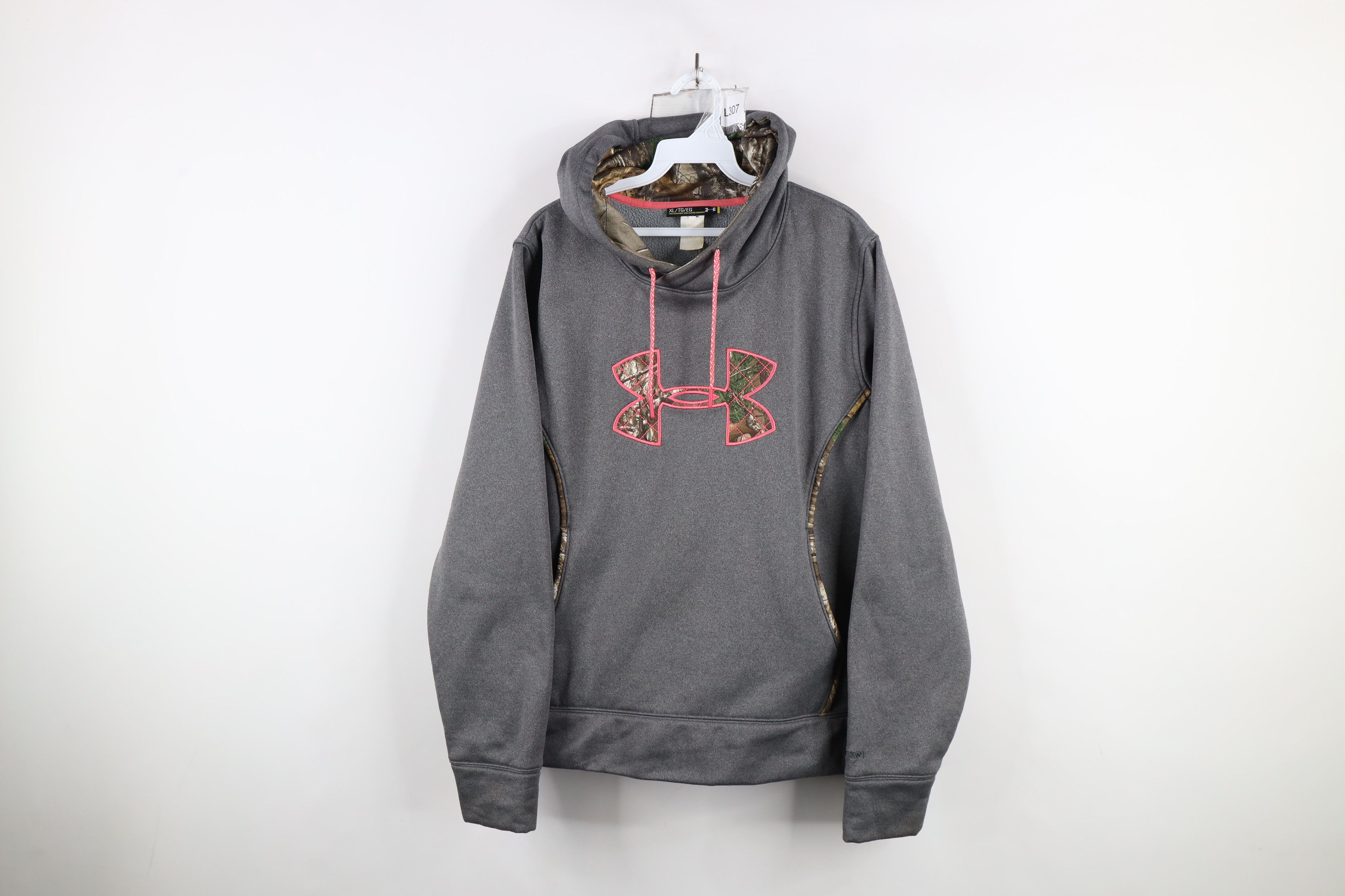Under Armour × Vintage Under Armour Big Logo Camouflage Hoodie Sweatshirt Gray Size XL / US 12-14 / IT 48-50 - 1 Thumbnail