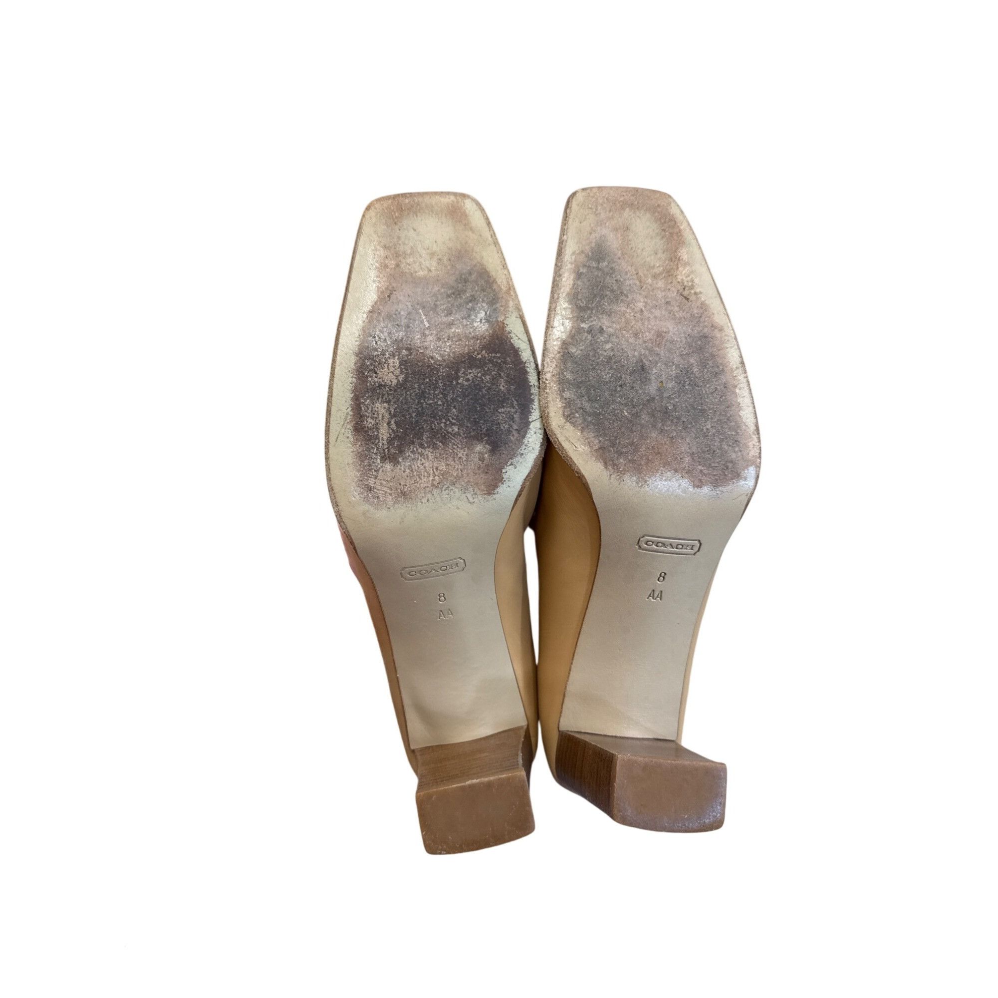 Coach Coach Malorie womens Vintage Tan Leather Square heels pumps Size US 8 / IT 38 - 7 Thumbnail