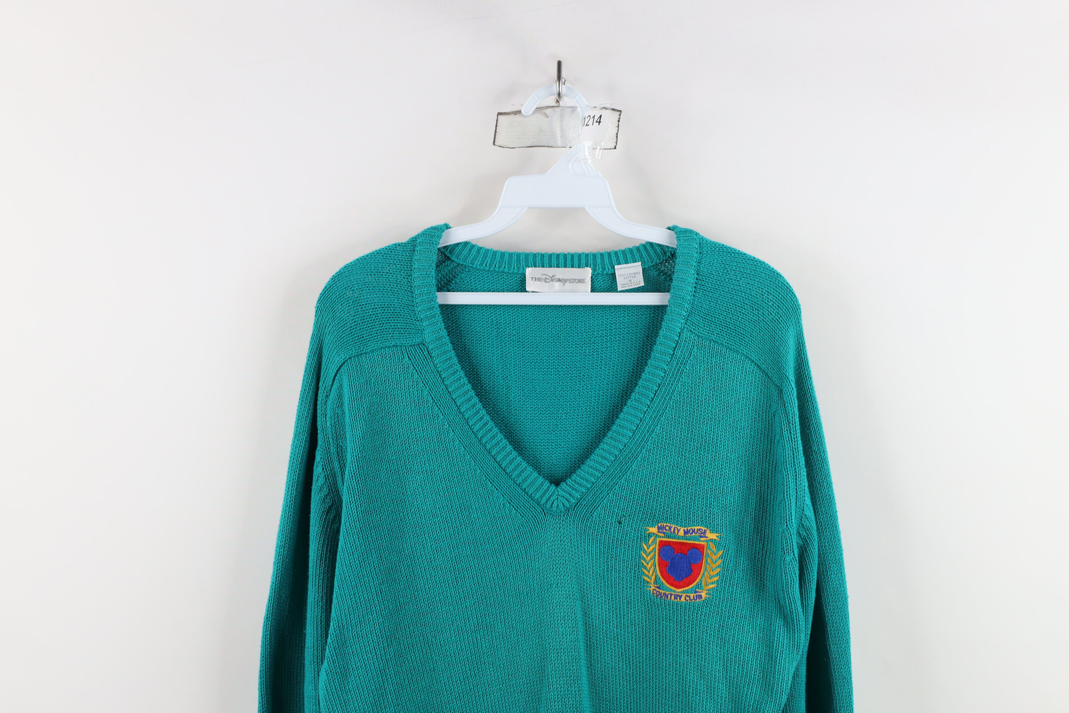 Disney × Vintage Vintage 90s Disney Mickey Mouse Country Sweater Teal USA Size US S / EU 44-46 / 1 - 2 Thumbnail