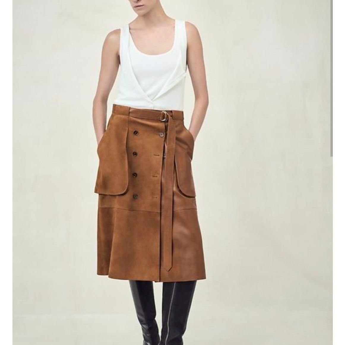 Banana Republic Banana Republic x Peter Do -Leather Utility Skirt/10/Brown Size 32" / US 10 / IT 46 - 1 Thumbnail