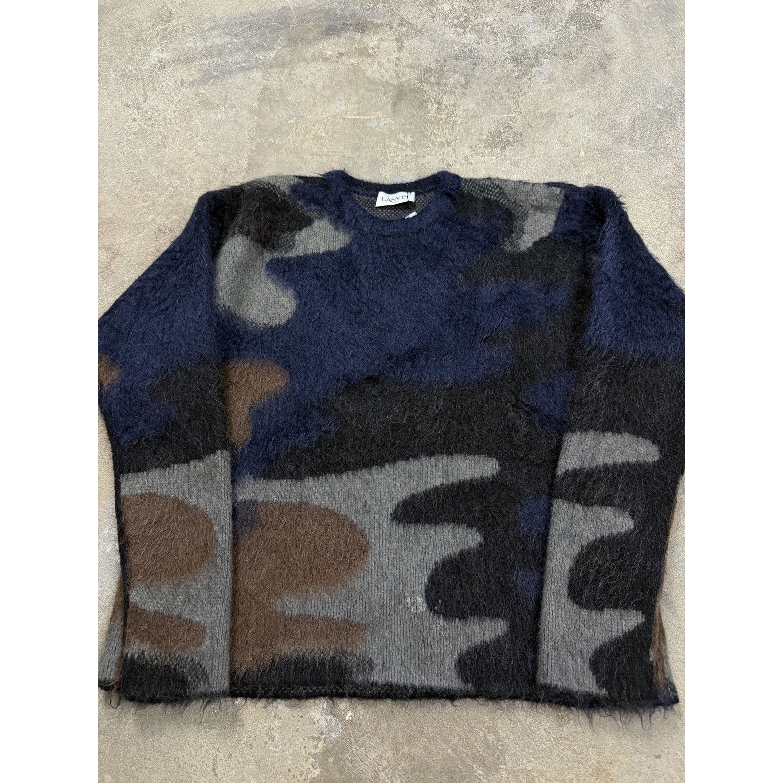 Lanvin Blue Camo Mohair Sweater Used Large